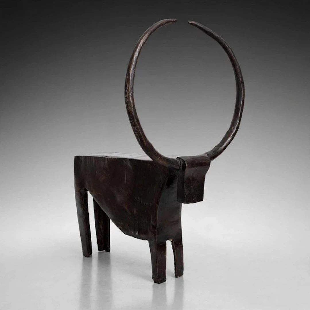 Abdoulaye Derme - Figure - Taureau aux Grandes Cornes - Patinated bronze