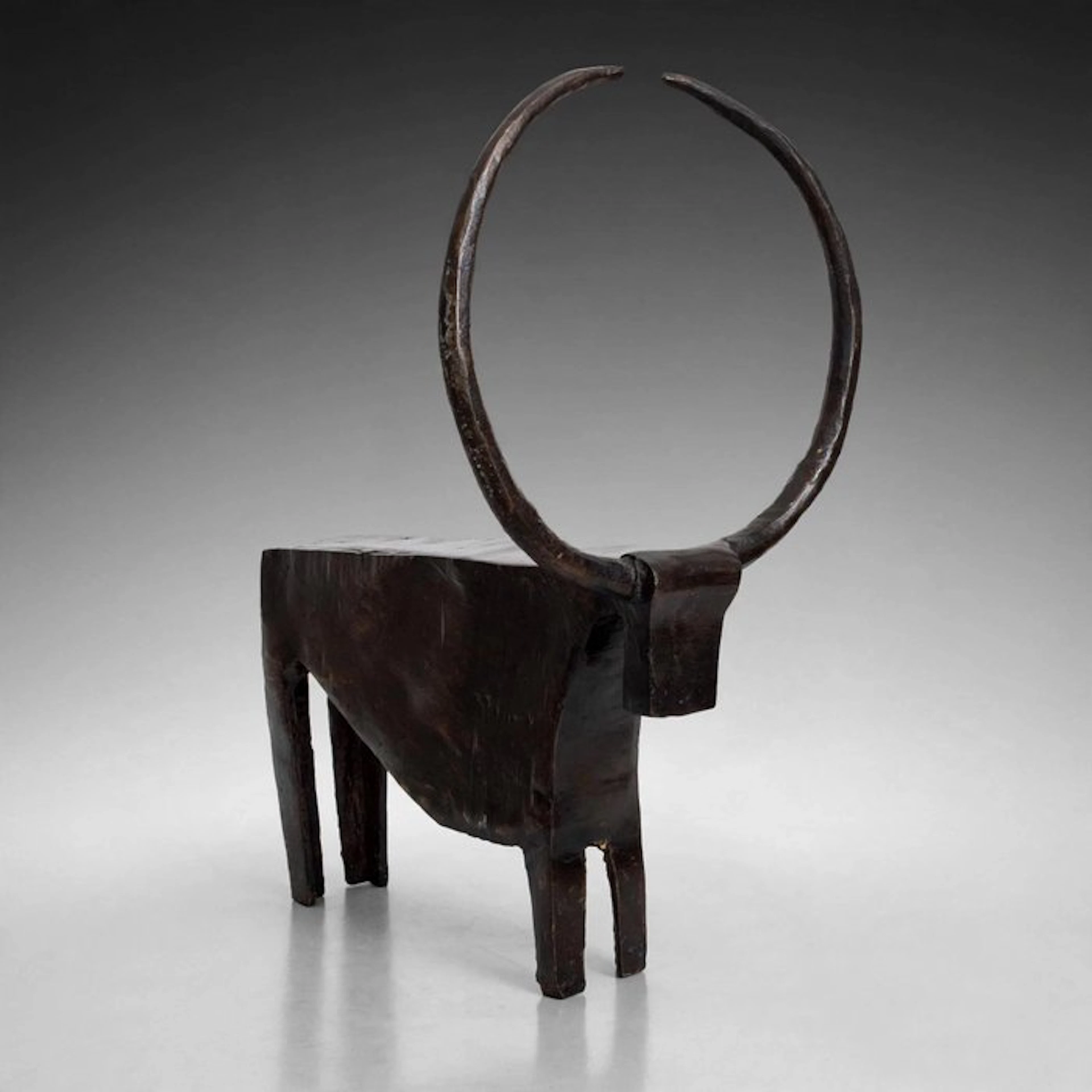 Abdoulaye Derme - Figure - Taureau aux Grandes Cornes - Patinated bronze