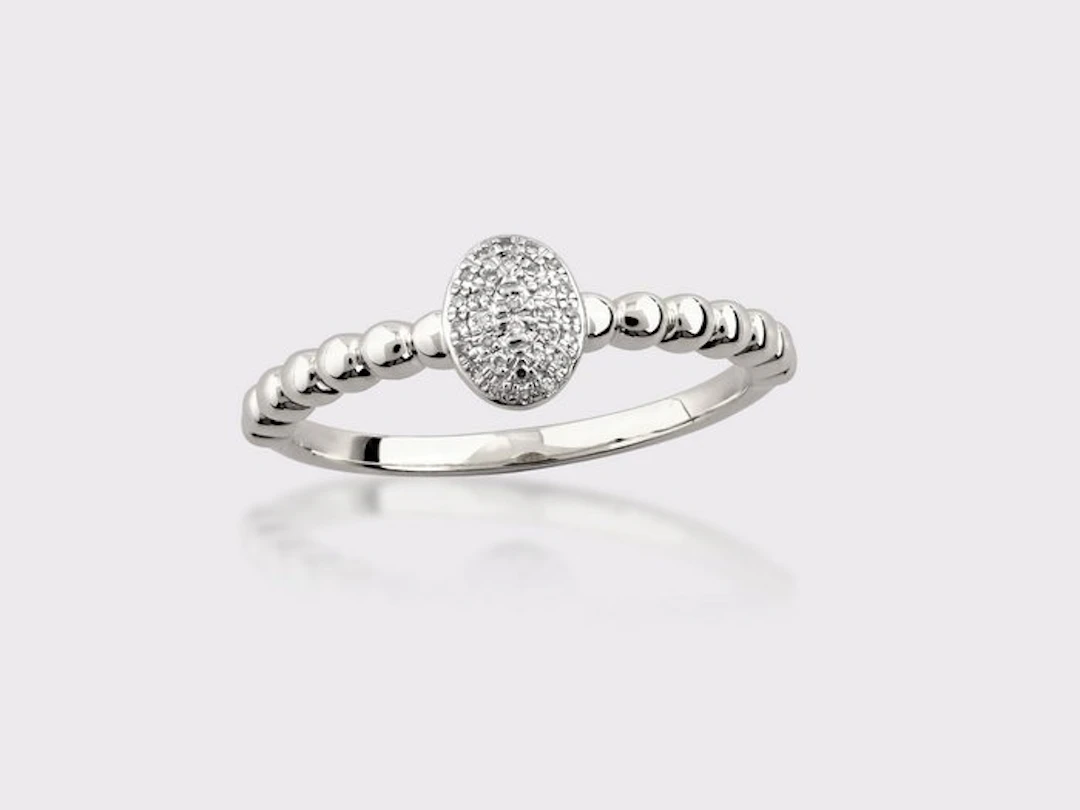 Ring - 14 kt. White gold - 0.06ct. tw. Diamond (Natural)