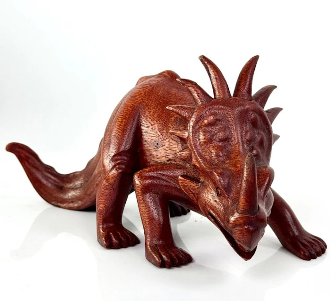 Sculpture, Scultura Artigianale di Dinosauro - 13 cm - Wood - 2010