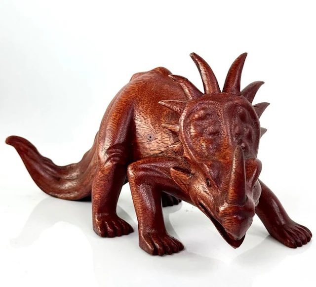 Sculpture, Scultura Artigianale di Dinosauro - 13 cm - Wood - 2010