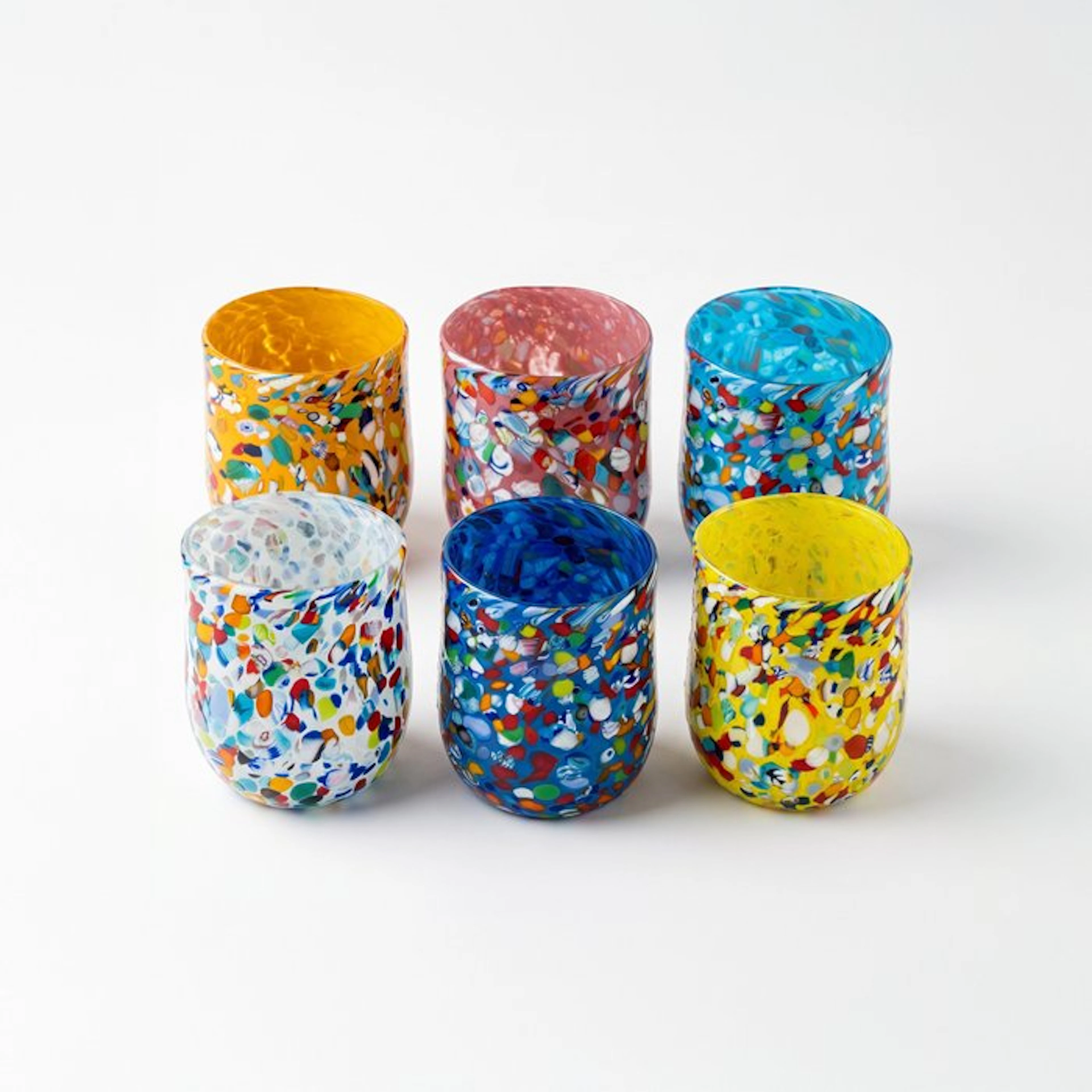 Drinking set (6) - Murano glass - Murrine and Harlequin