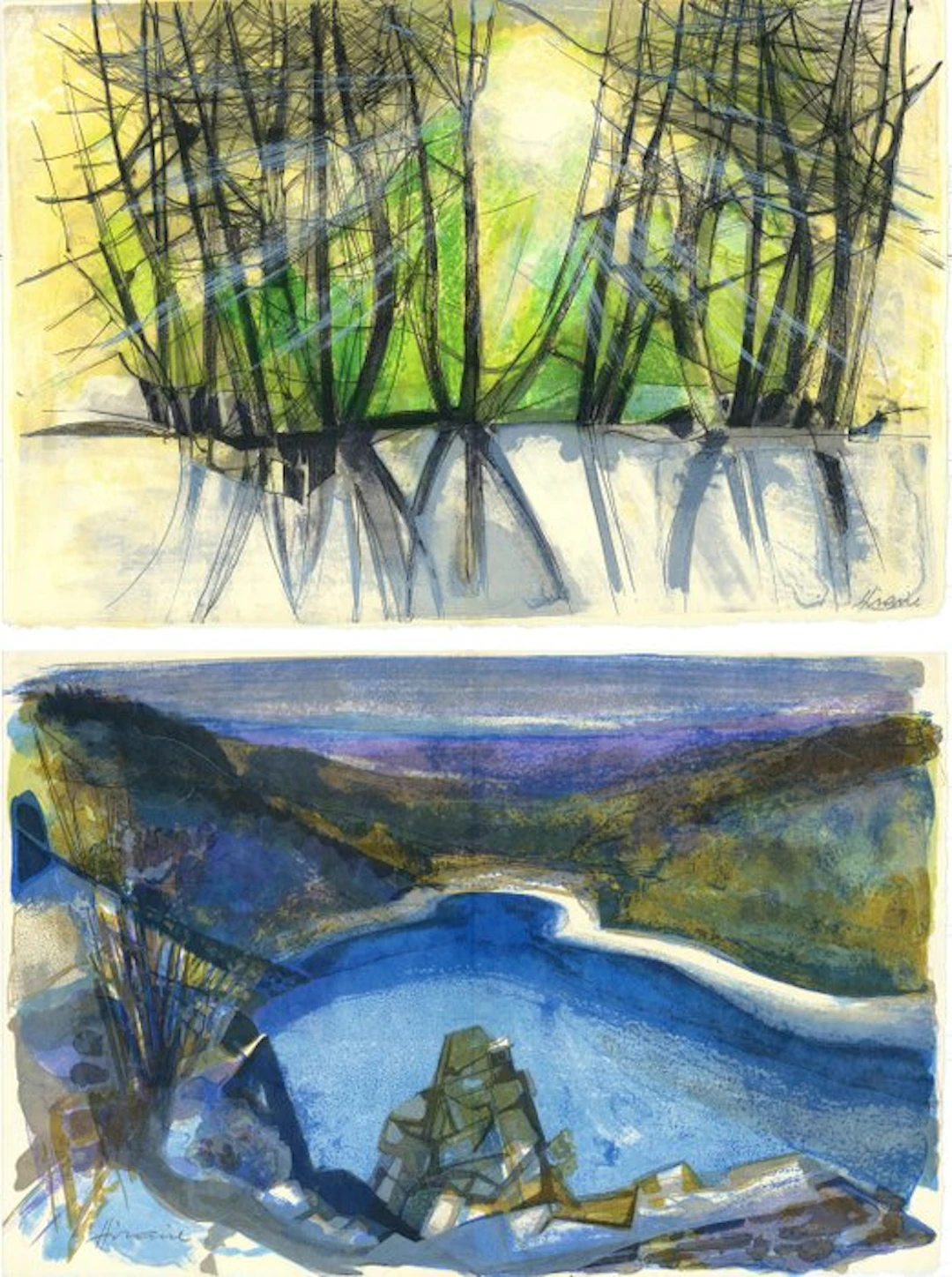 Camille Hilaire (1916-2004) - Lot de 2 lithographies sur Japon