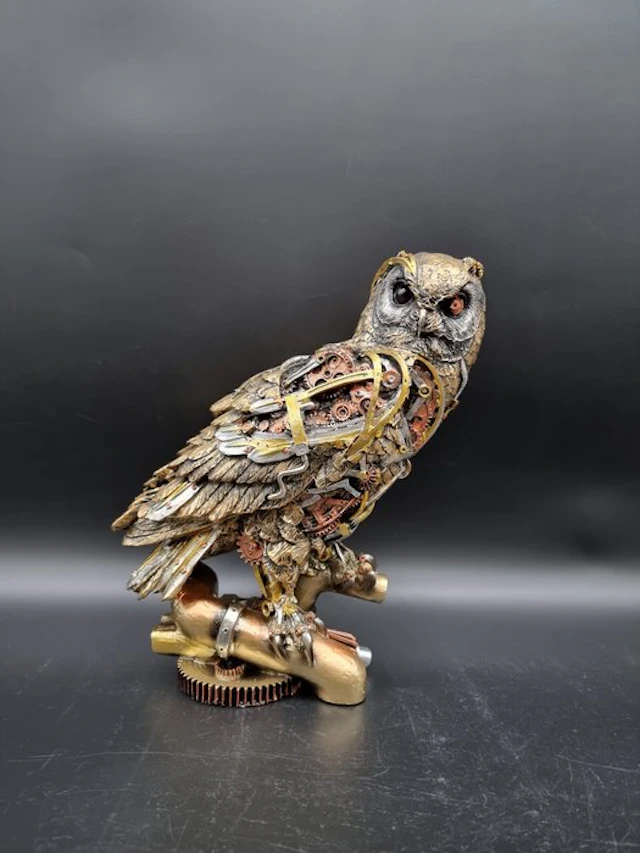 Statue, Steampunk Owl - New - 29 cm - Resin - 2026