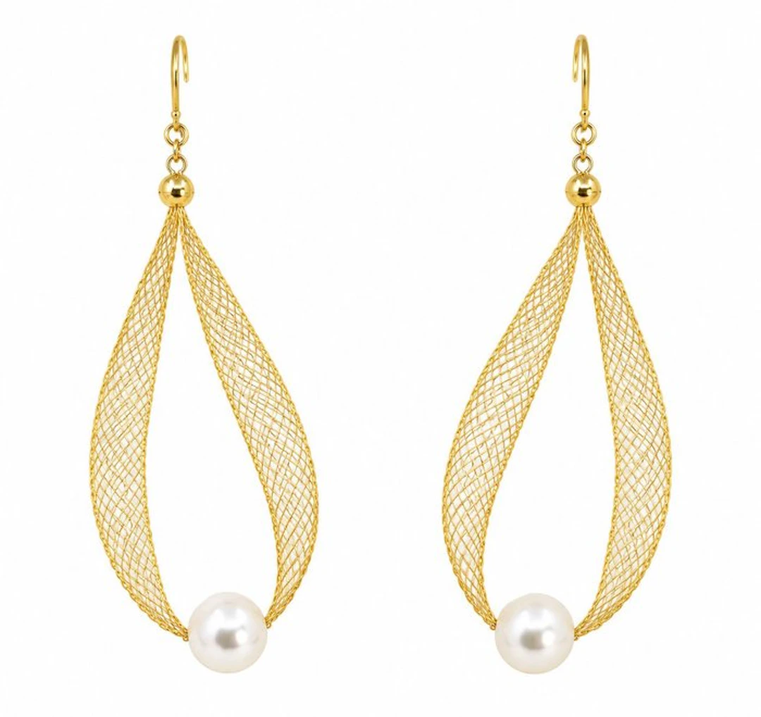 Earrings - 18 kt. Yellow gold - 6.8mm Akoya Pearls