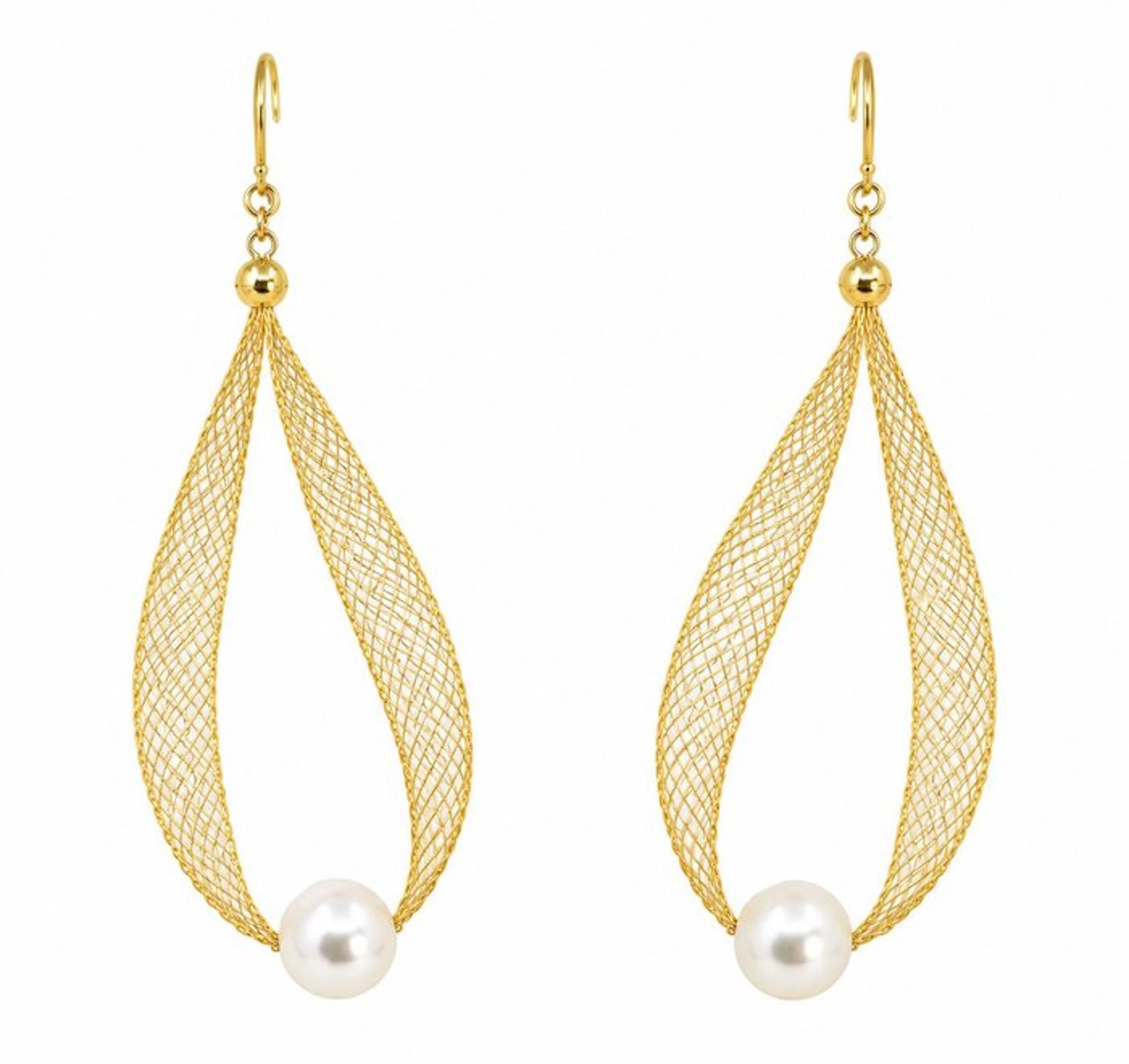 Earrings - 18 kt. Yellow gold - 6.8mm Akoya Pearls