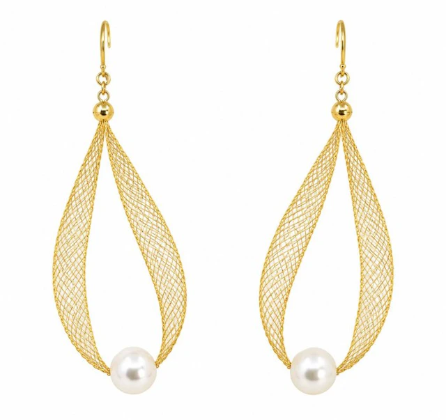 Earrings - 18 kt. Yellow gold - 6.8mm Akoya Pearls