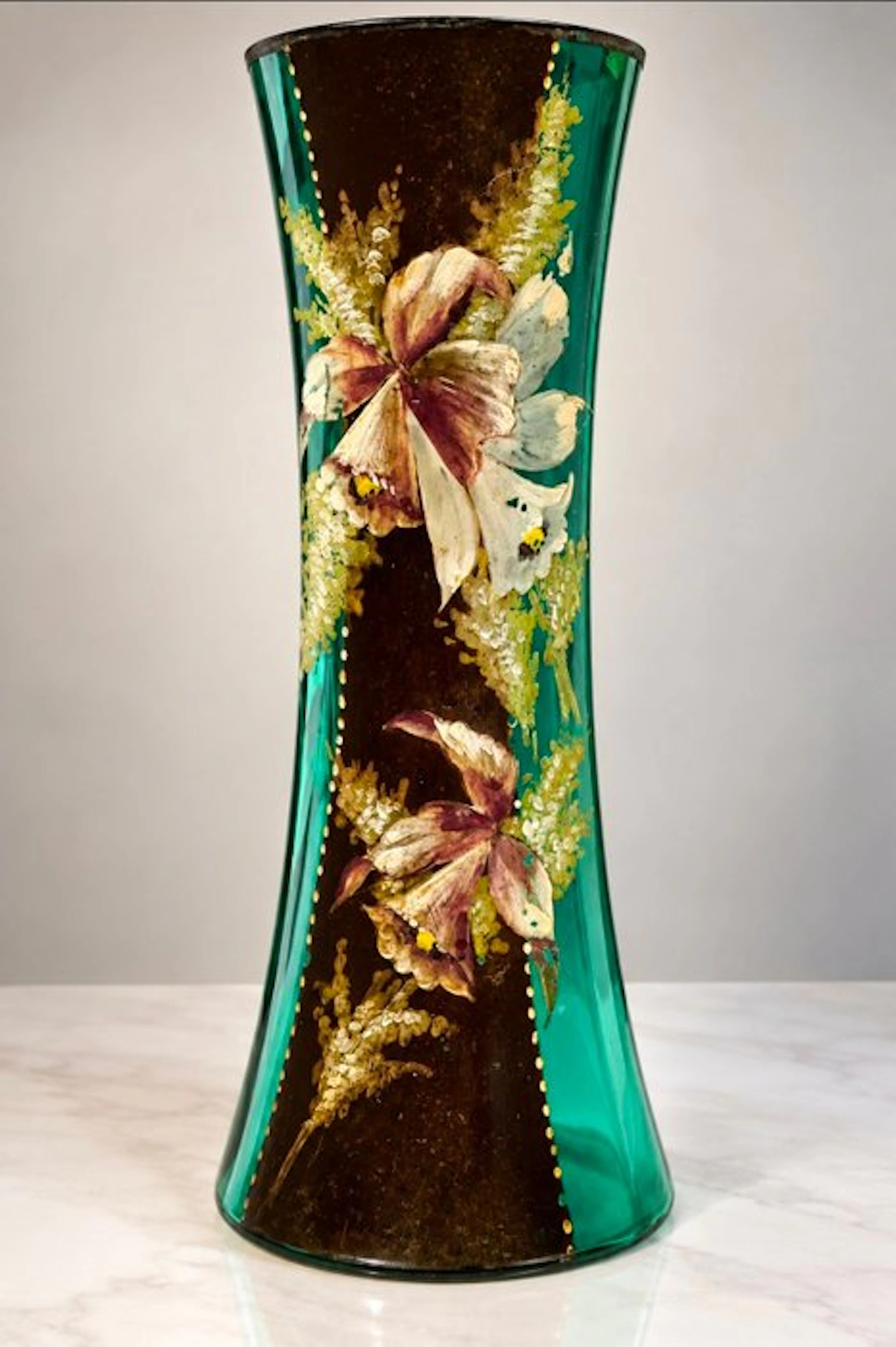 Vase - polychrome enamelled glass