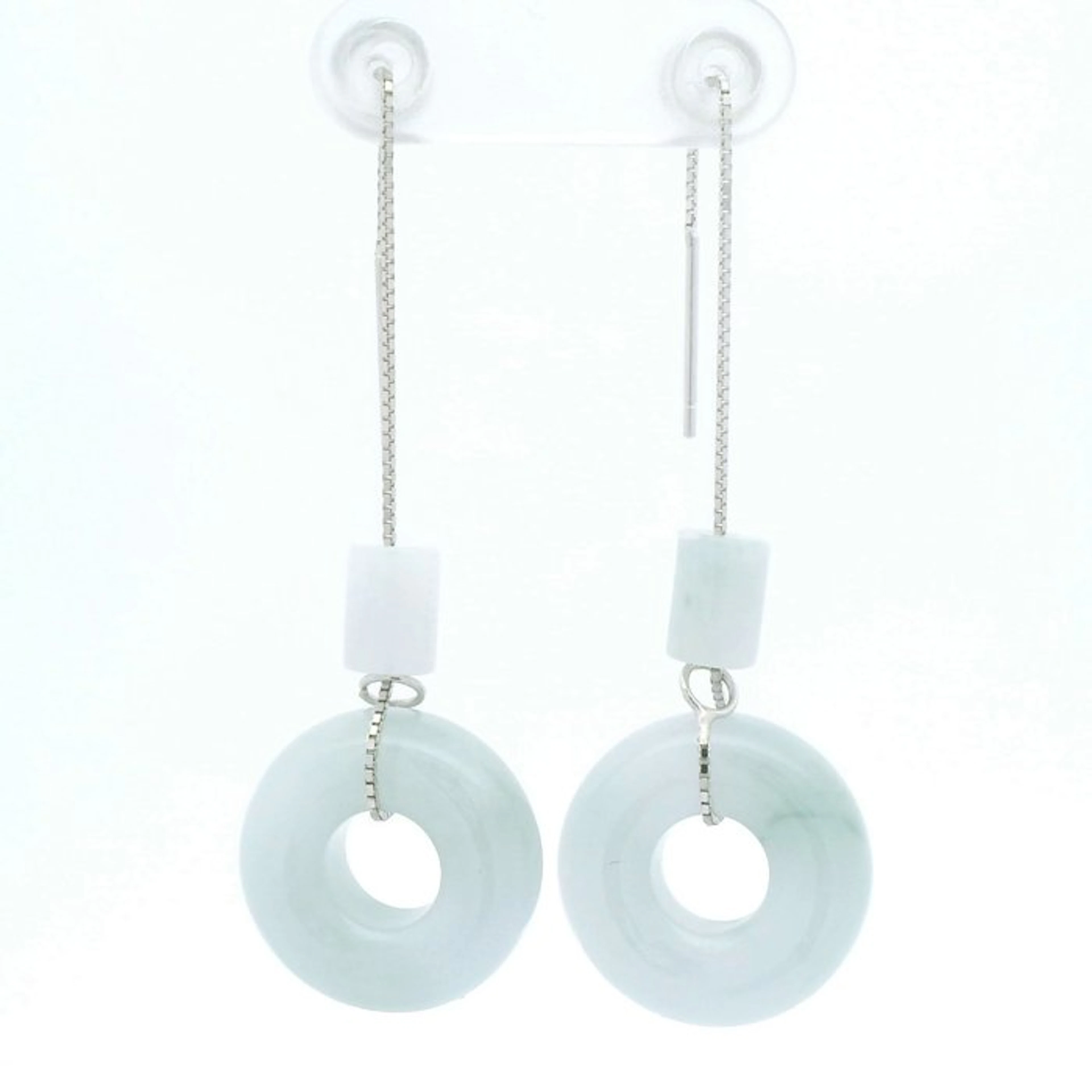 Jade - Silver Jadeite Threader Earrings – Jadeite Donut...