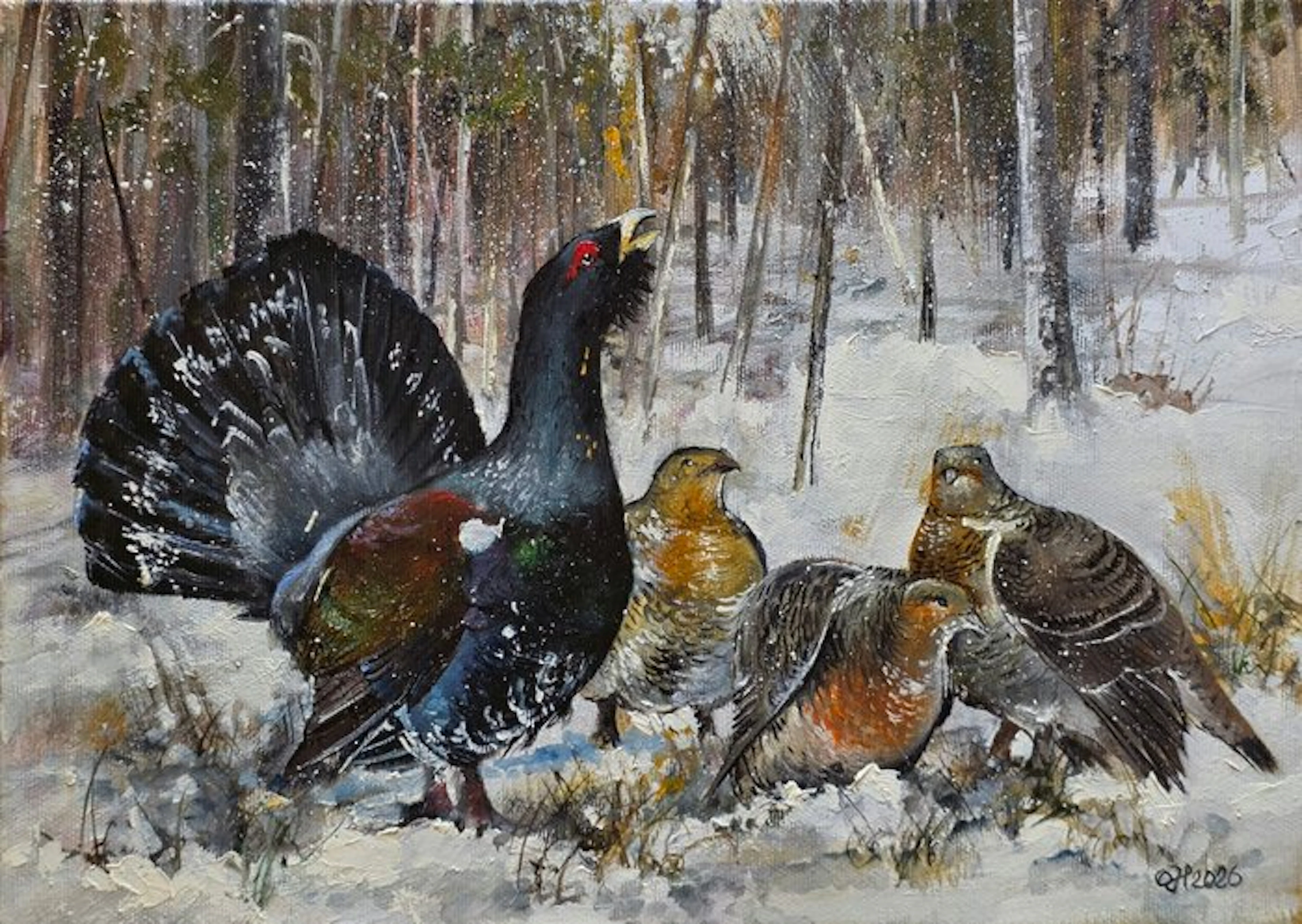 Alexander Nakonechnyi (XX-XXI) - Galli cedrone in un giorno d'inverno