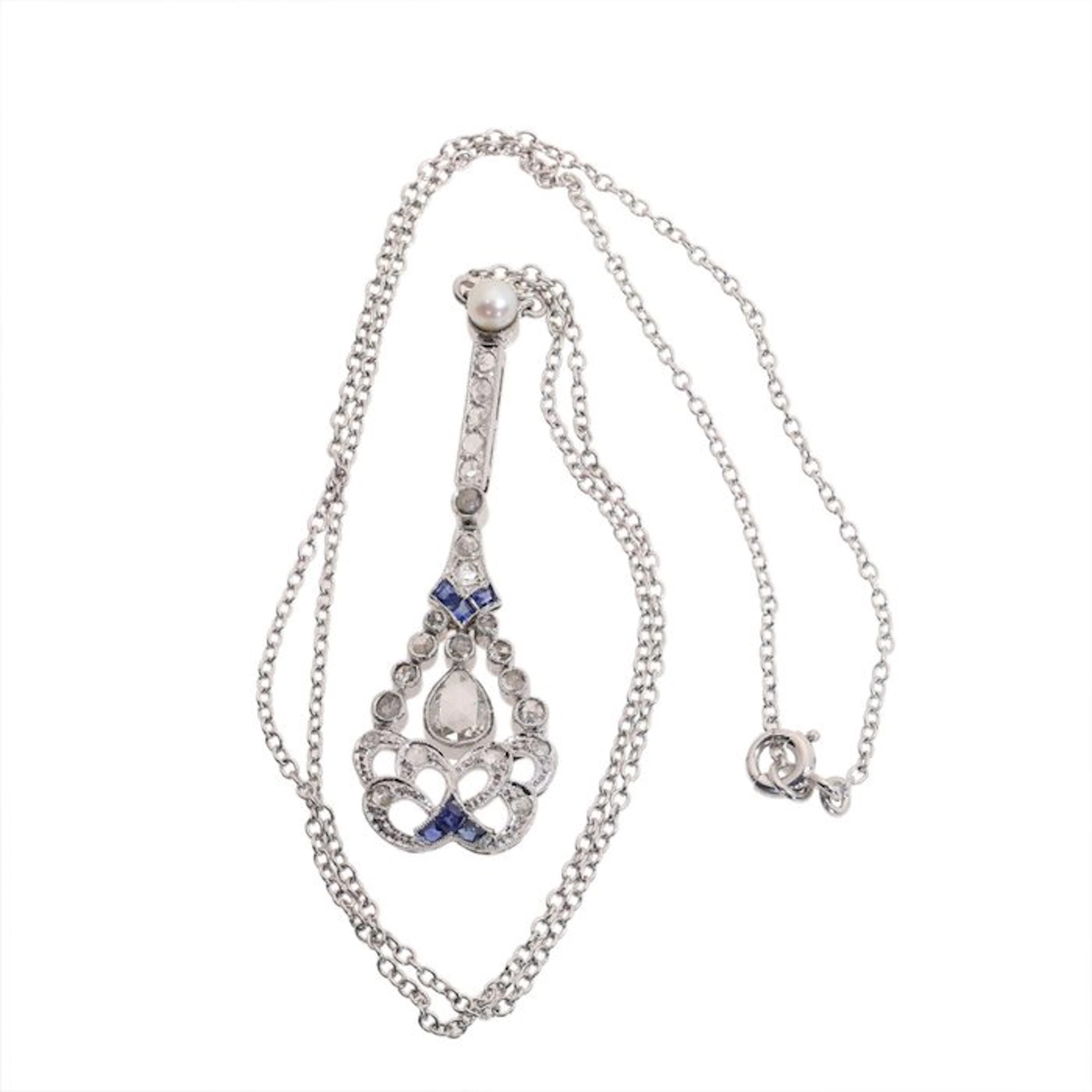 Necklace Platinum - Diamond - Sapphire, Art Deco 1920