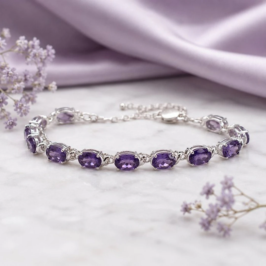 No reserve price - Bracelet Gold-plated Amethyst - 18kt Gold Plated