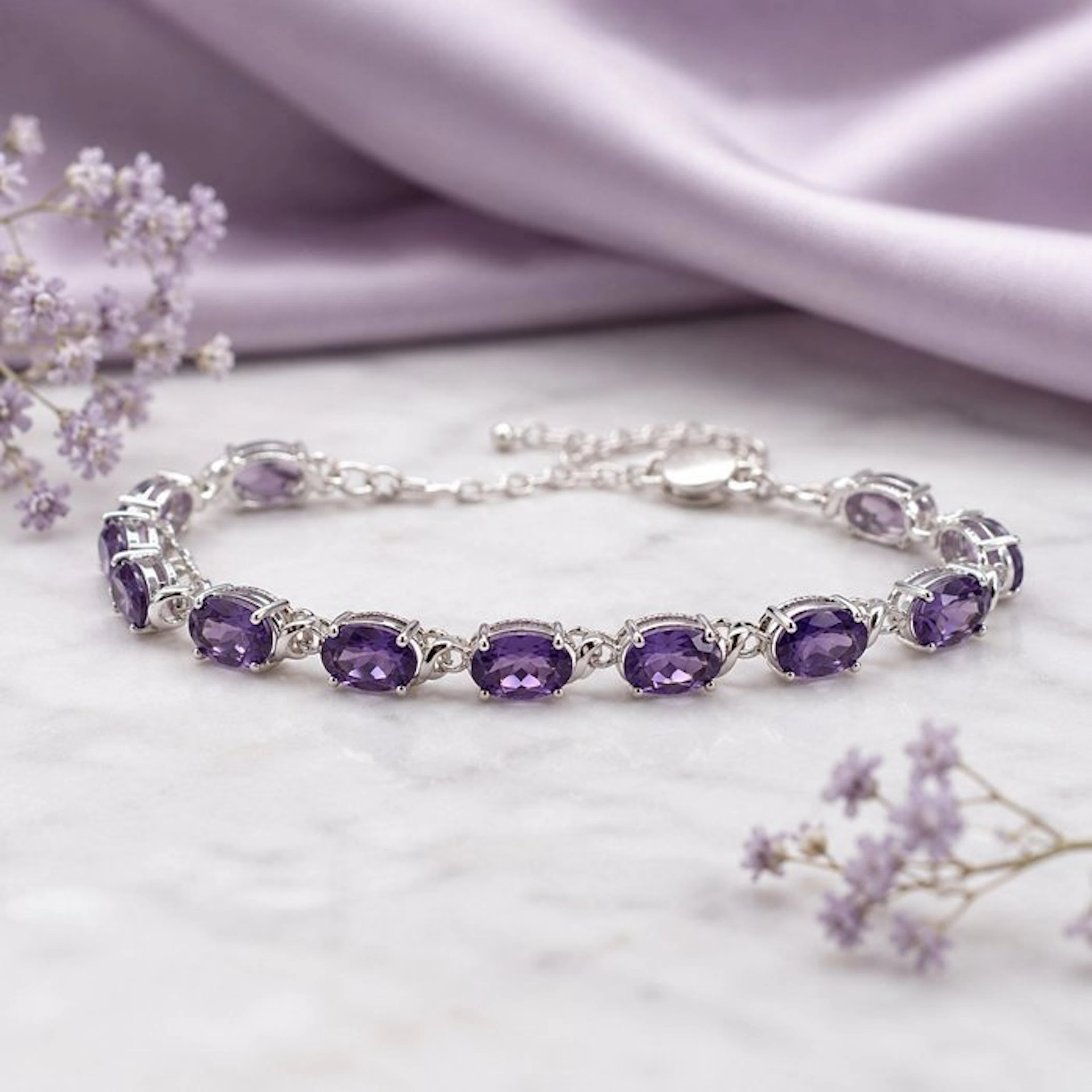 No reserve price - Bracelet Gold-plated Amethyst - 18kt Gold Plated