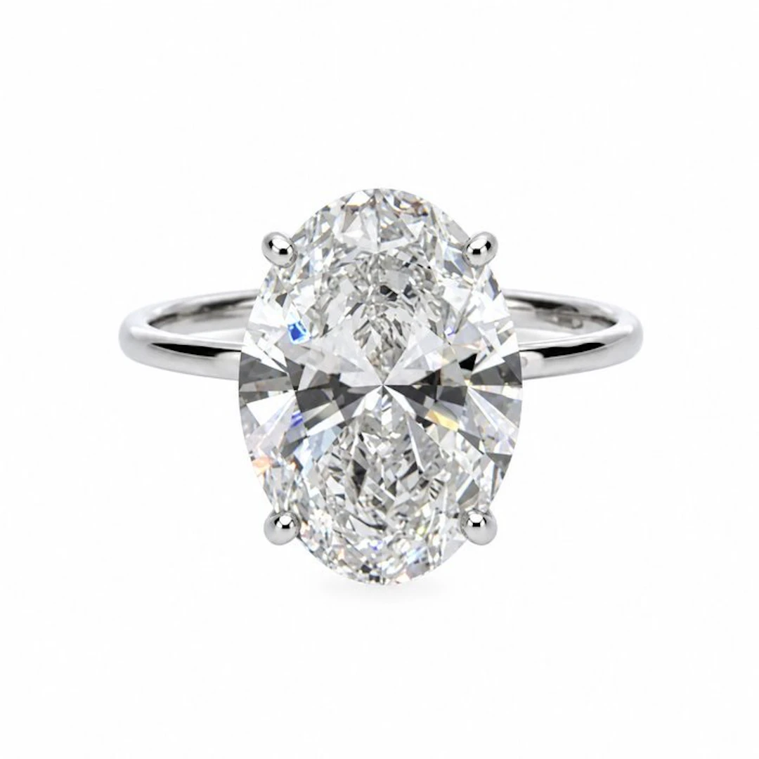 No reserve price - Ring - 14 kt. White gold - 5.08ct. tw. Diamond (Lab-grown)