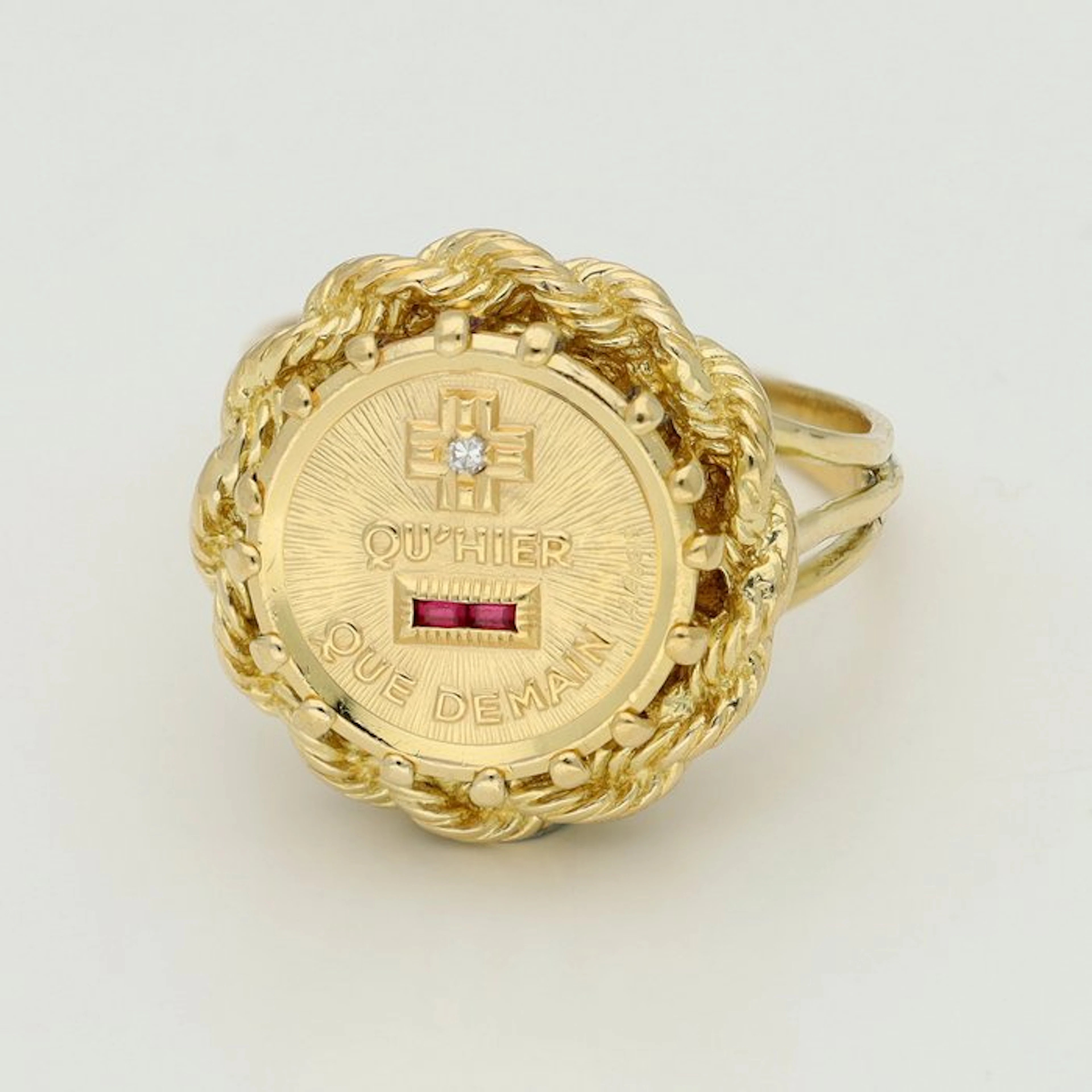 Ring - 18 kt. Yellow gold - Diamond - Ruby