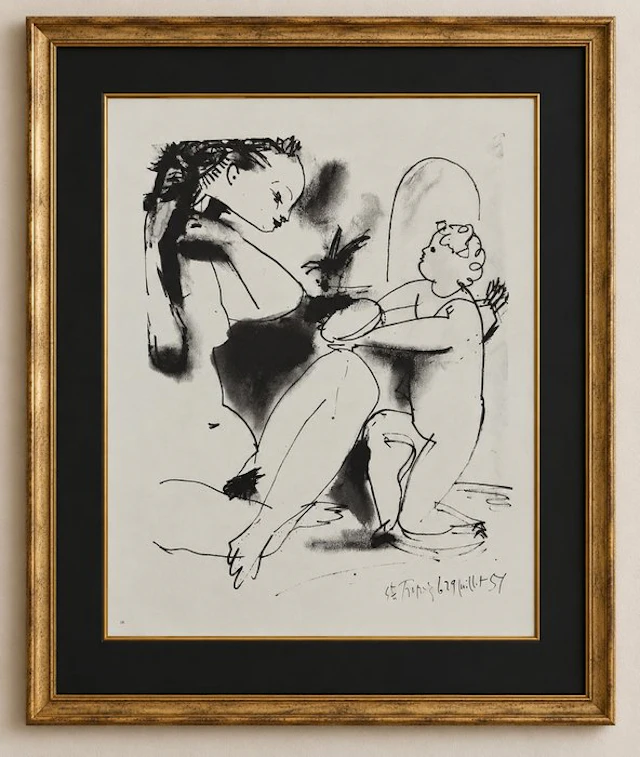Pablo Picasso (1881-1973) - L'amour au miroir - printed on Arche vellum paper