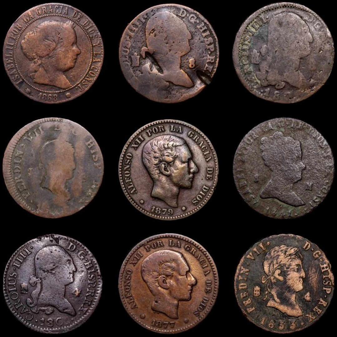 Spain. 9 Monedas Siglo XIX (No reserve price)