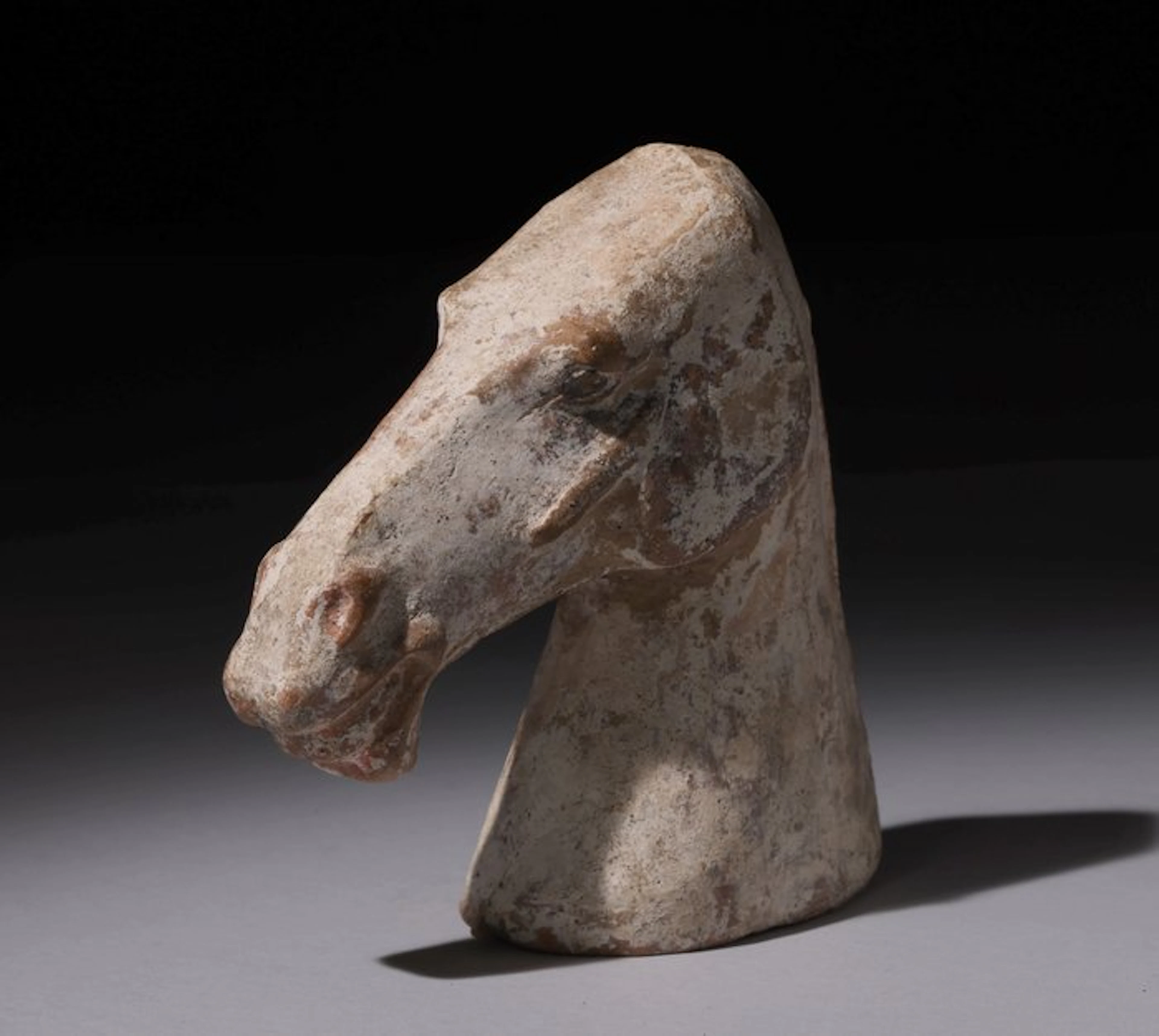 Ancient Chinese, Han dynasty Terracotta Horse's head - 15.5 cm