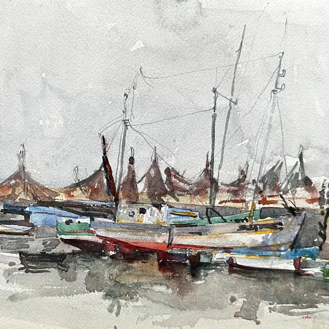 Georges Lhermitte (1882-1967) - Bateaux au port - NO RESERVE