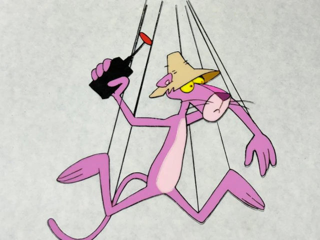Friz Freleng - Original animation cel and drawing of Pink...