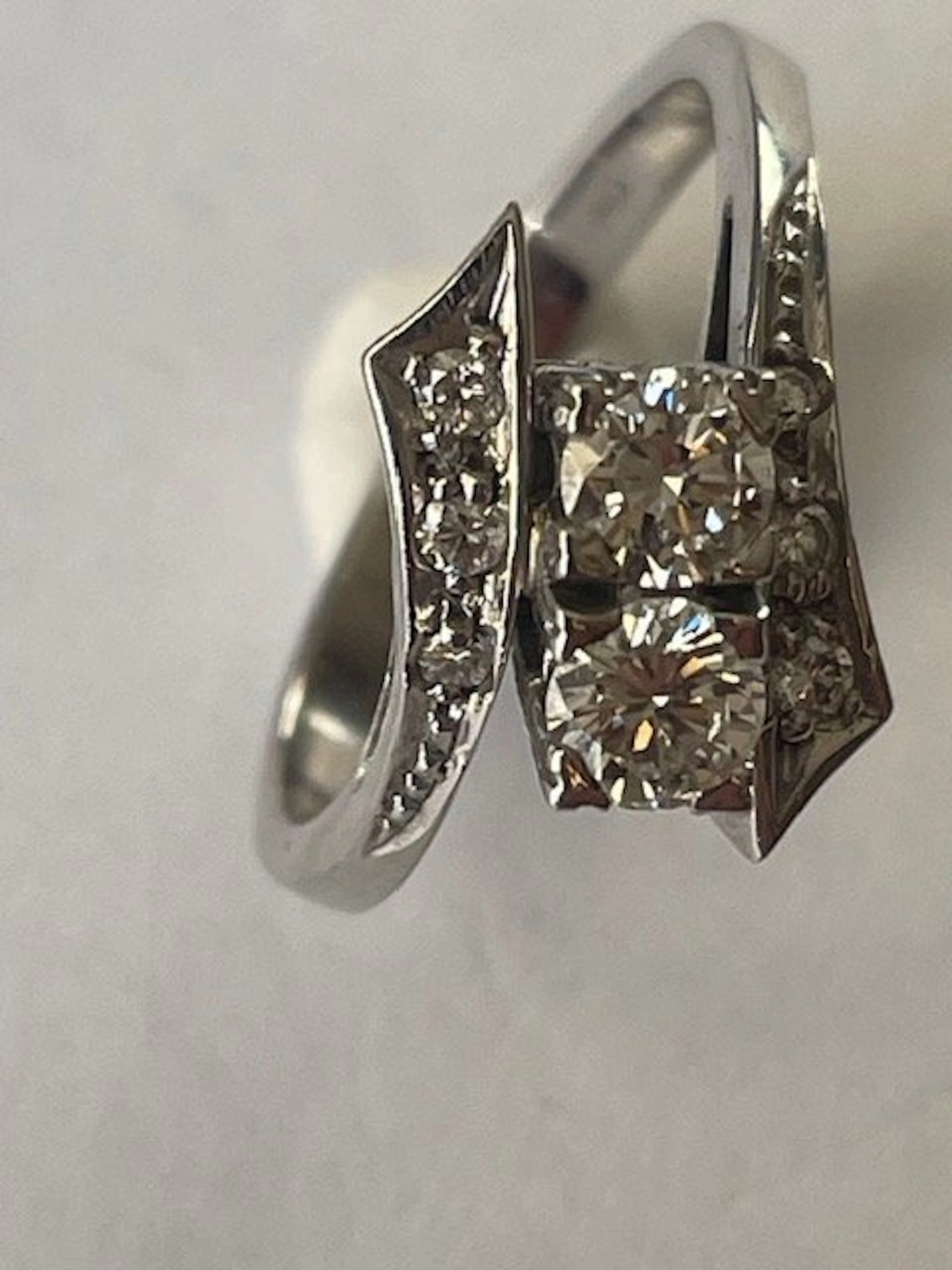 Ring - 14 kt. White gold - 0.60ct. tw. Diamond (Natural) - Diamond