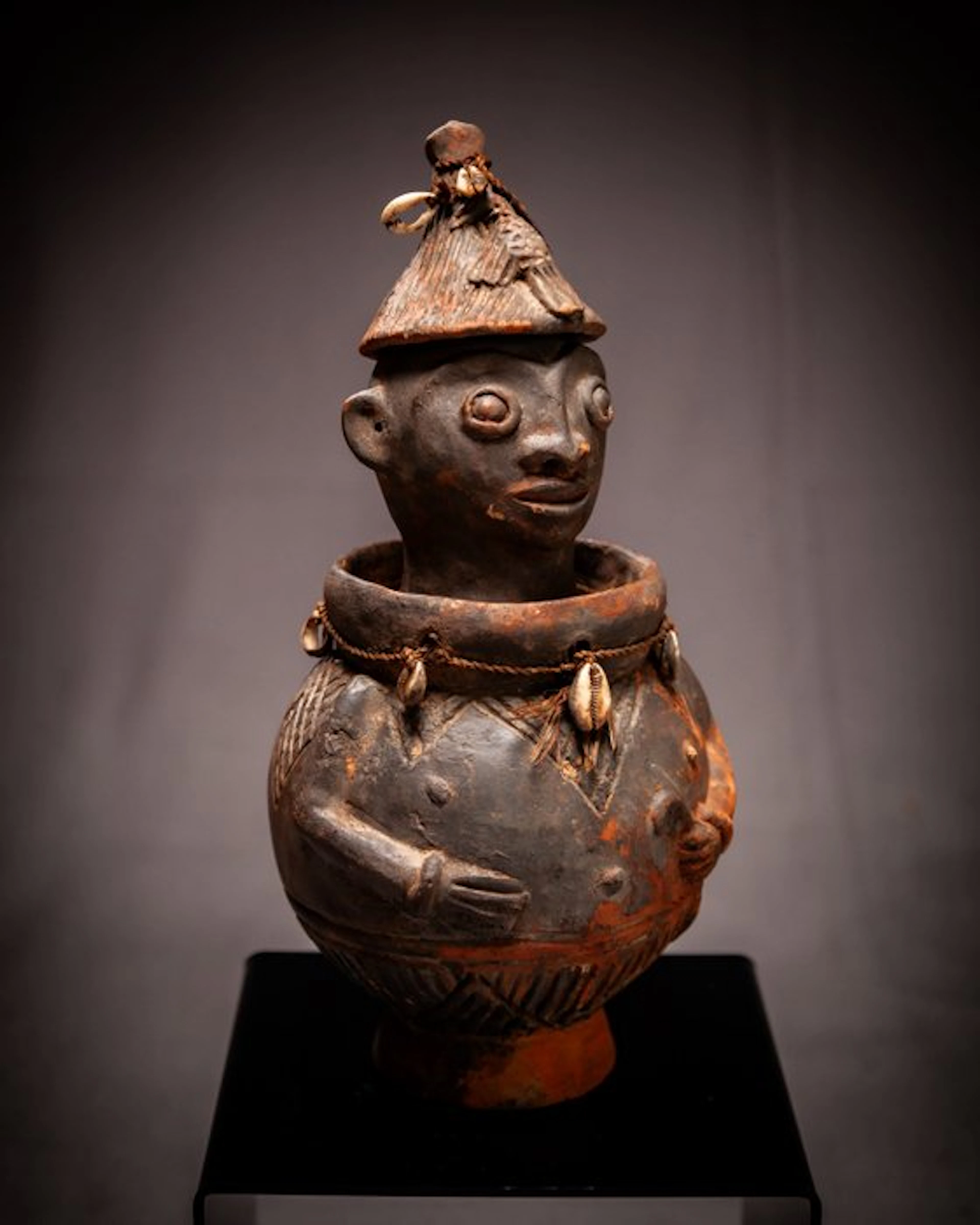 Anthropomorphic Terracotta Ritual Vessel with Avian...