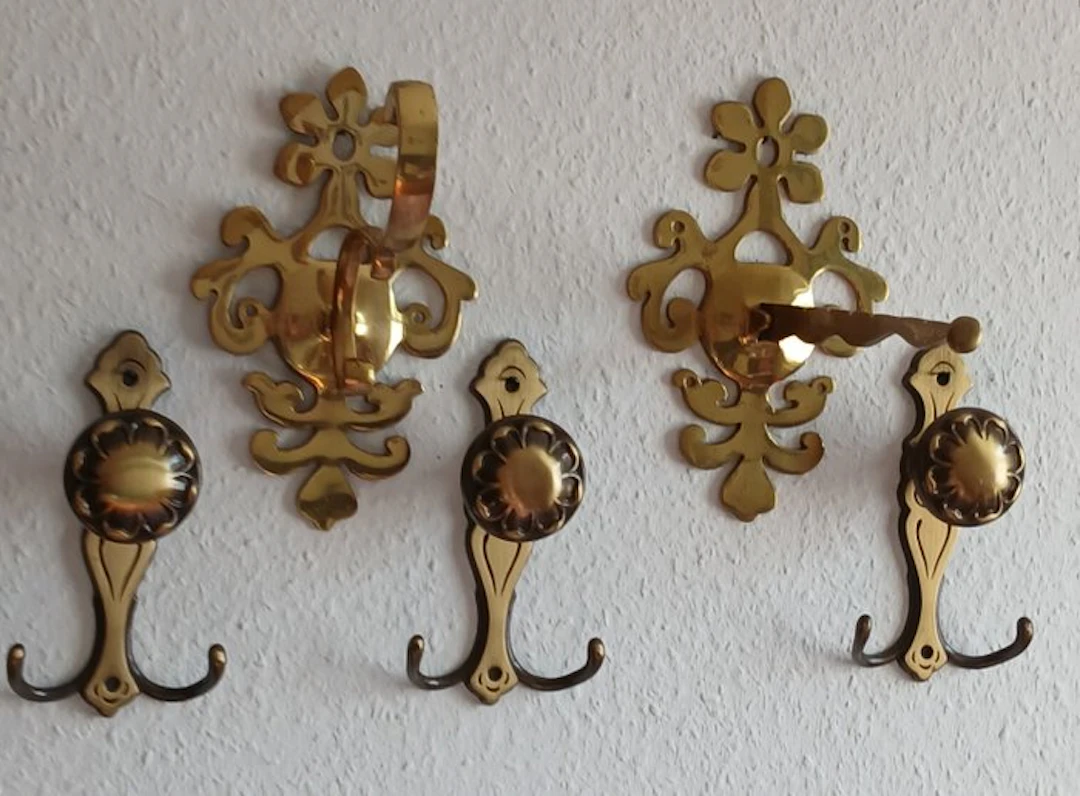 Vintage Garderobenhaken-Set aus Messing – 5-teilig - Coat rack (5) - Brass