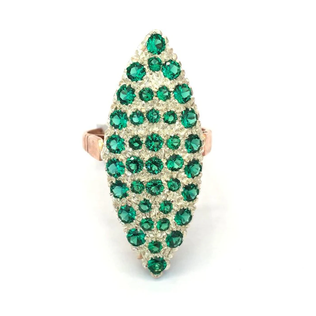 No reserve price - Ring - 9 kt. Rose gold, Silver Spinel