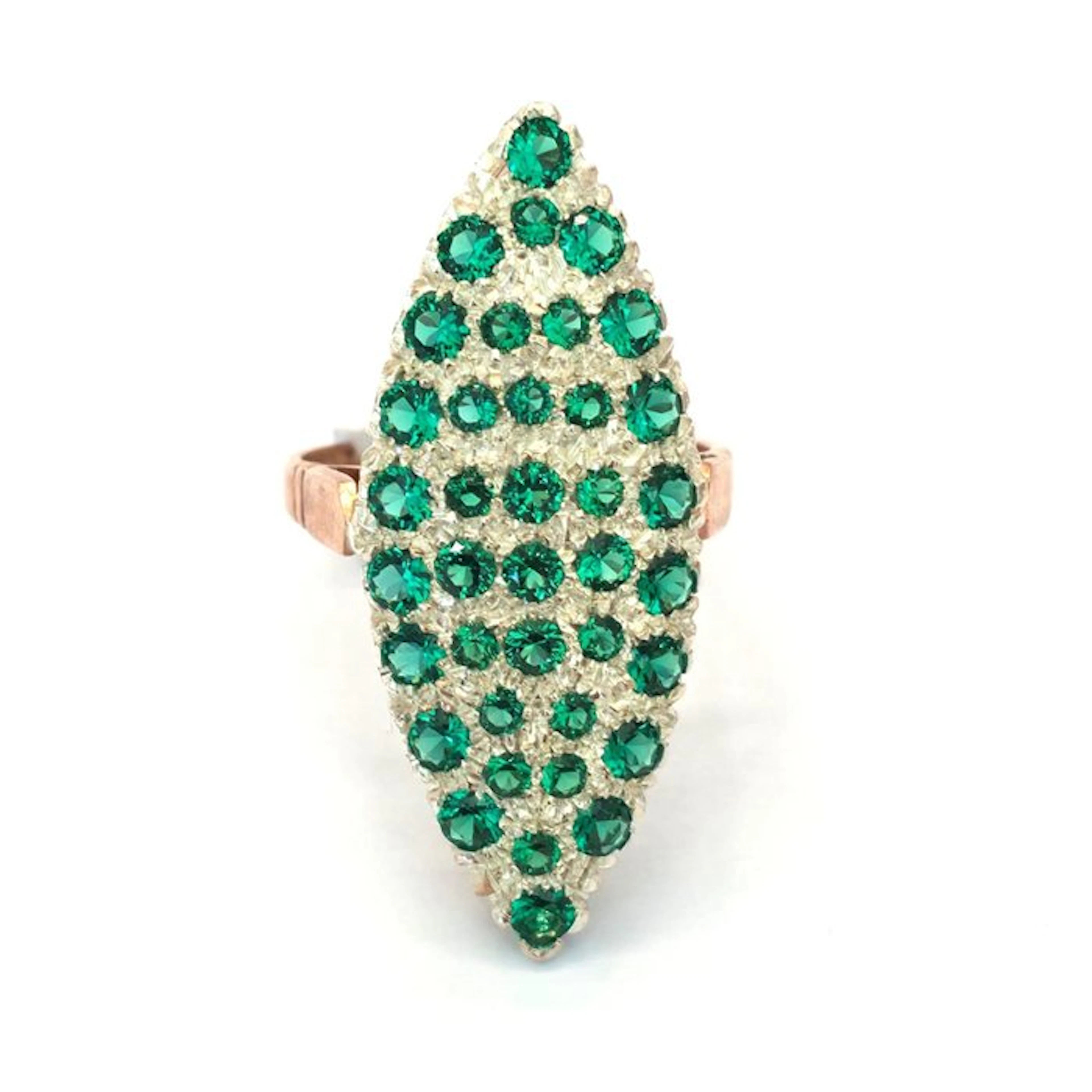 No reserve price - Ring - 9 kt. Rose gold, Silver Spinel