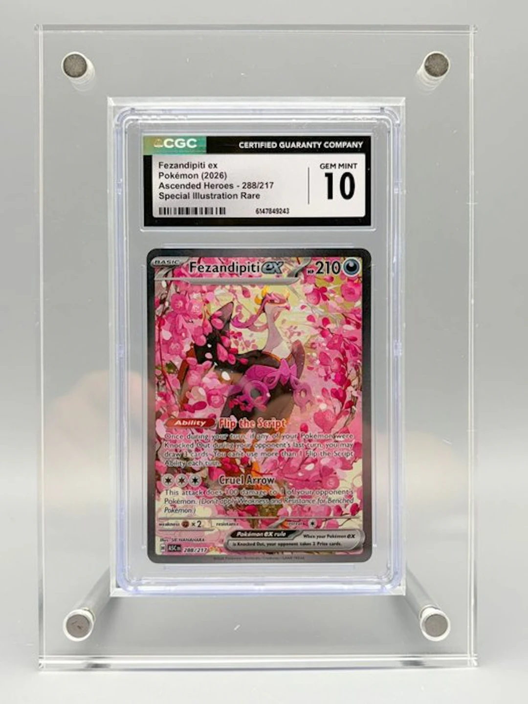 Pokémon Graded card - Fezandipiti ex - Ascended Heroes - 288/217 - CGC 10
