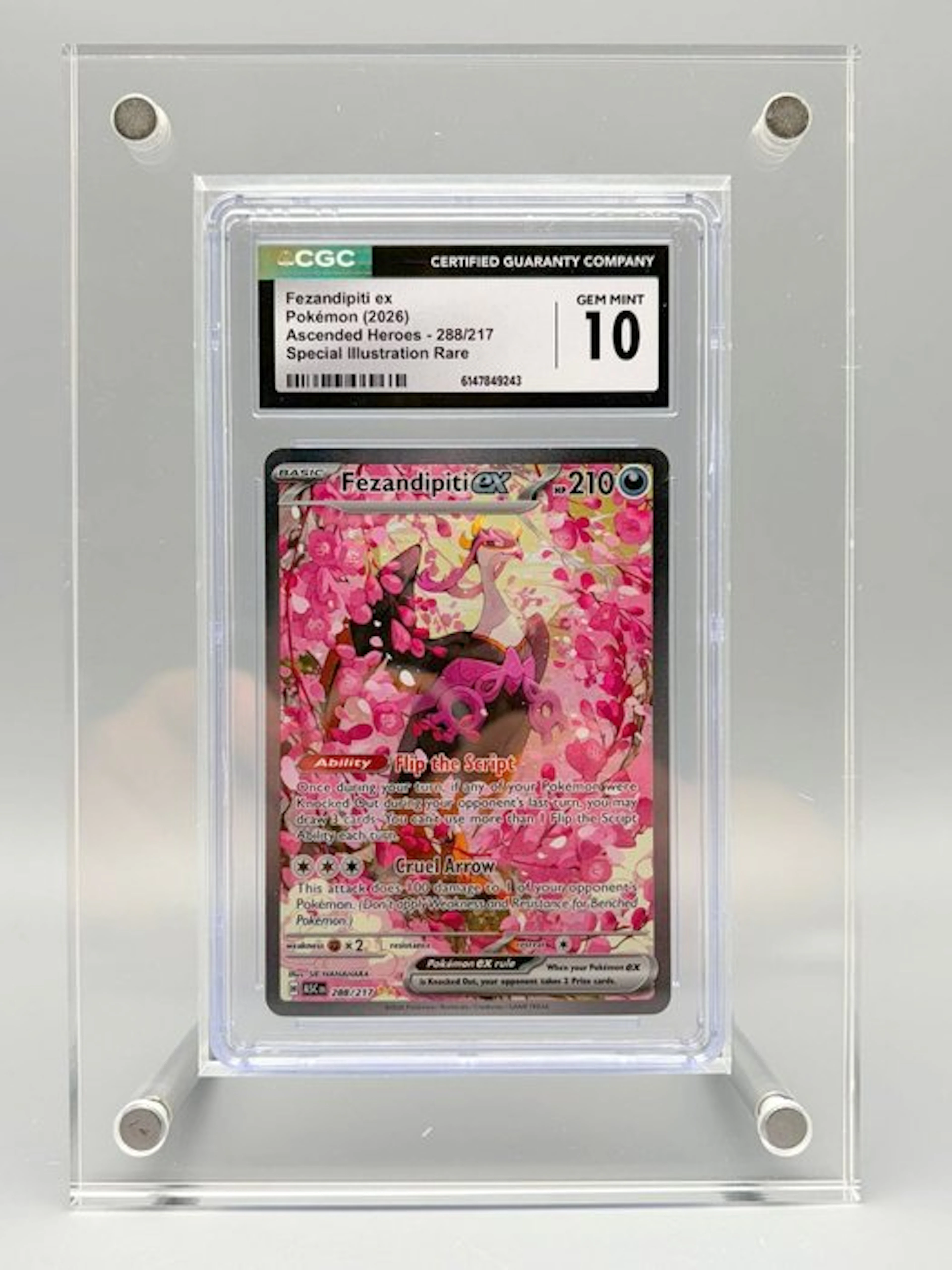 Pokémon Graded card - Fezandipiti ex - Ascended Heroes - 288/217 - CGC 10