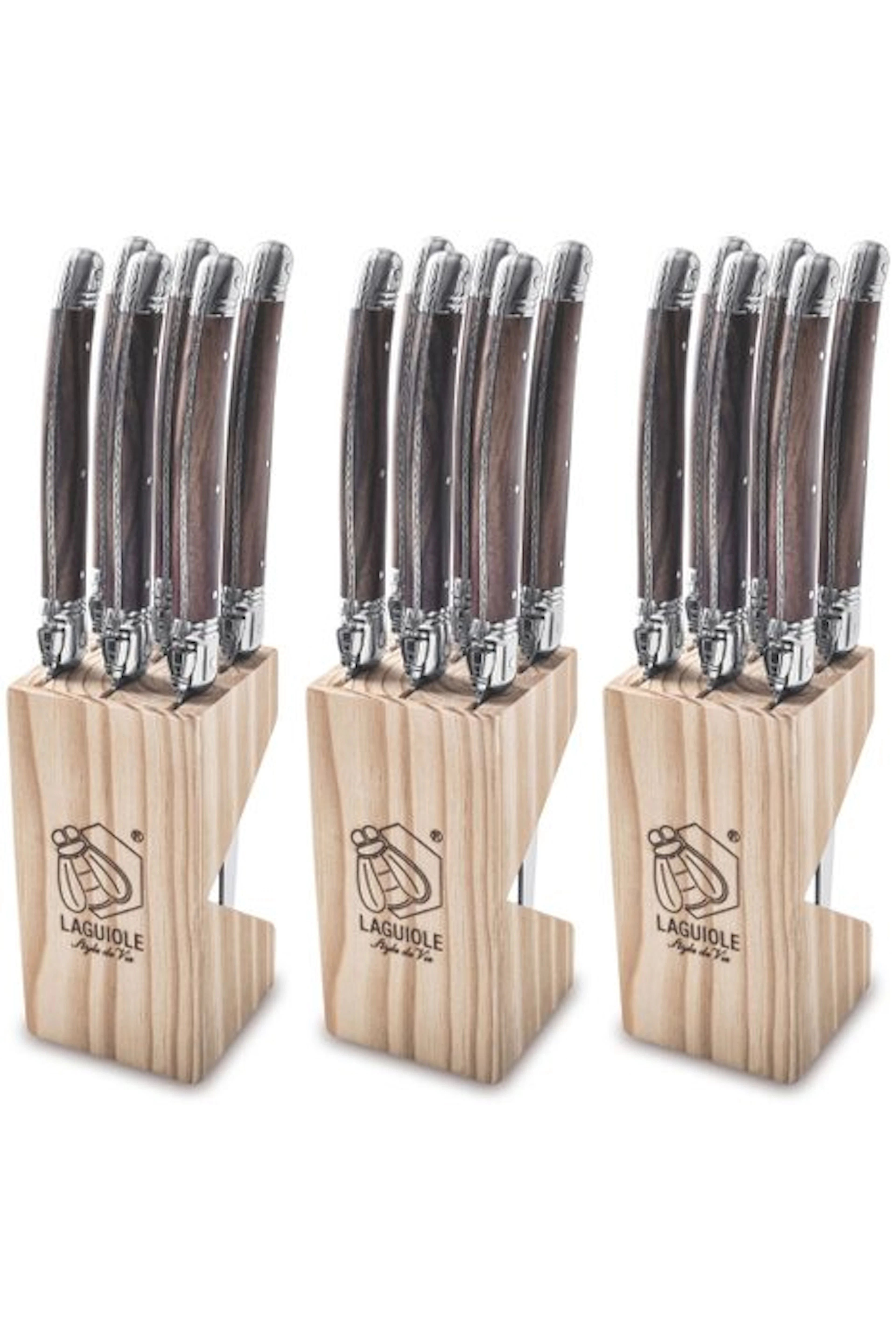 Laguiole - 18x Steak Knives - Dark Brown - style de...