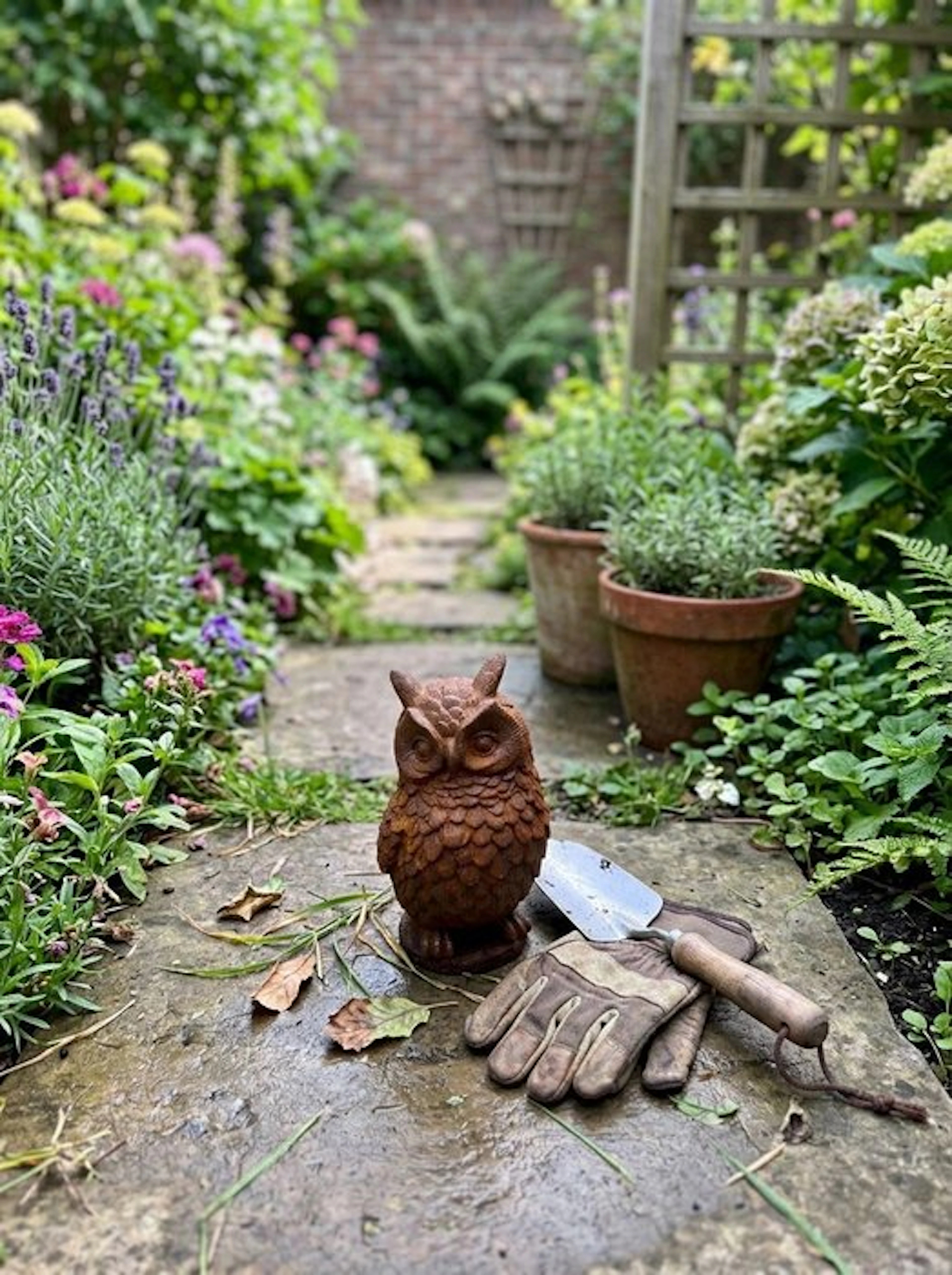 Decorative ornament - Europe - Cast-iron owl statue