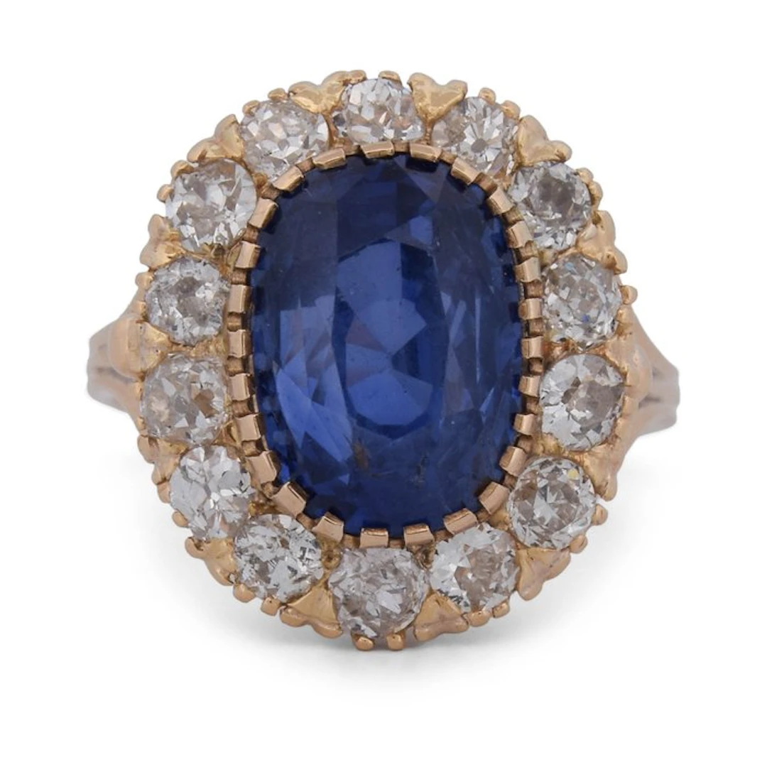 Cocktail ring - 18 kt. Yellow gold Sapphire - Diamond
