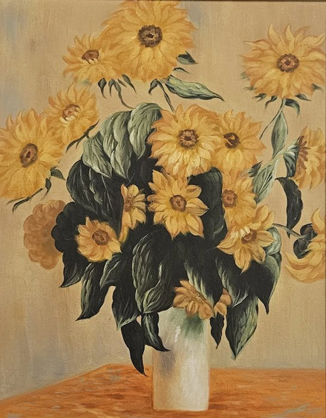 Escuela Impresionista Europea(XX) - Jarron con Girasoles