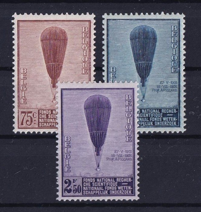 Belgium 1932 - Piccard Balloon Series — mint, never hinged. - OBP/COB 353/55