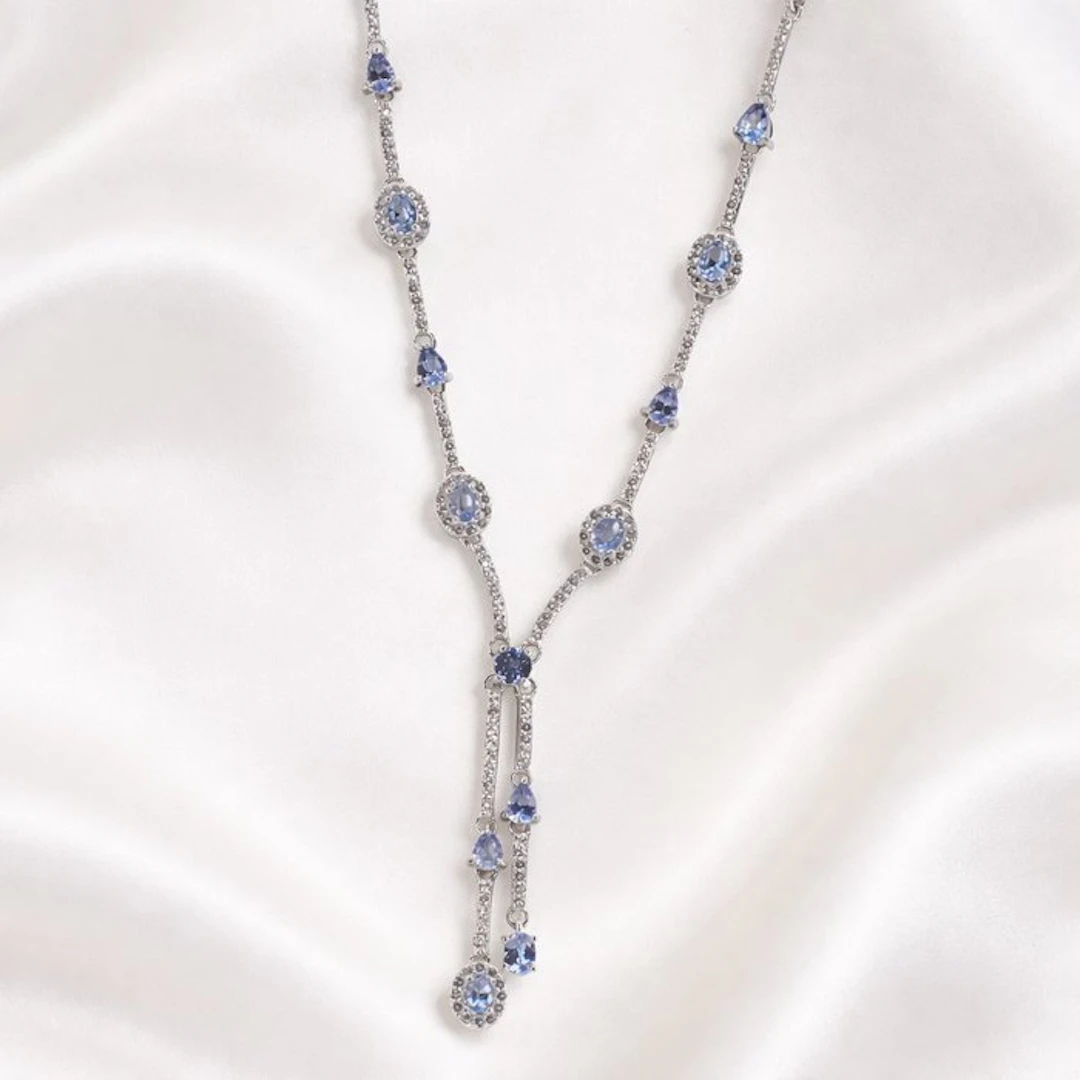 No reserve price - Necklace Gold-plated Tanzanite - Topaz - 18K Gold Plated