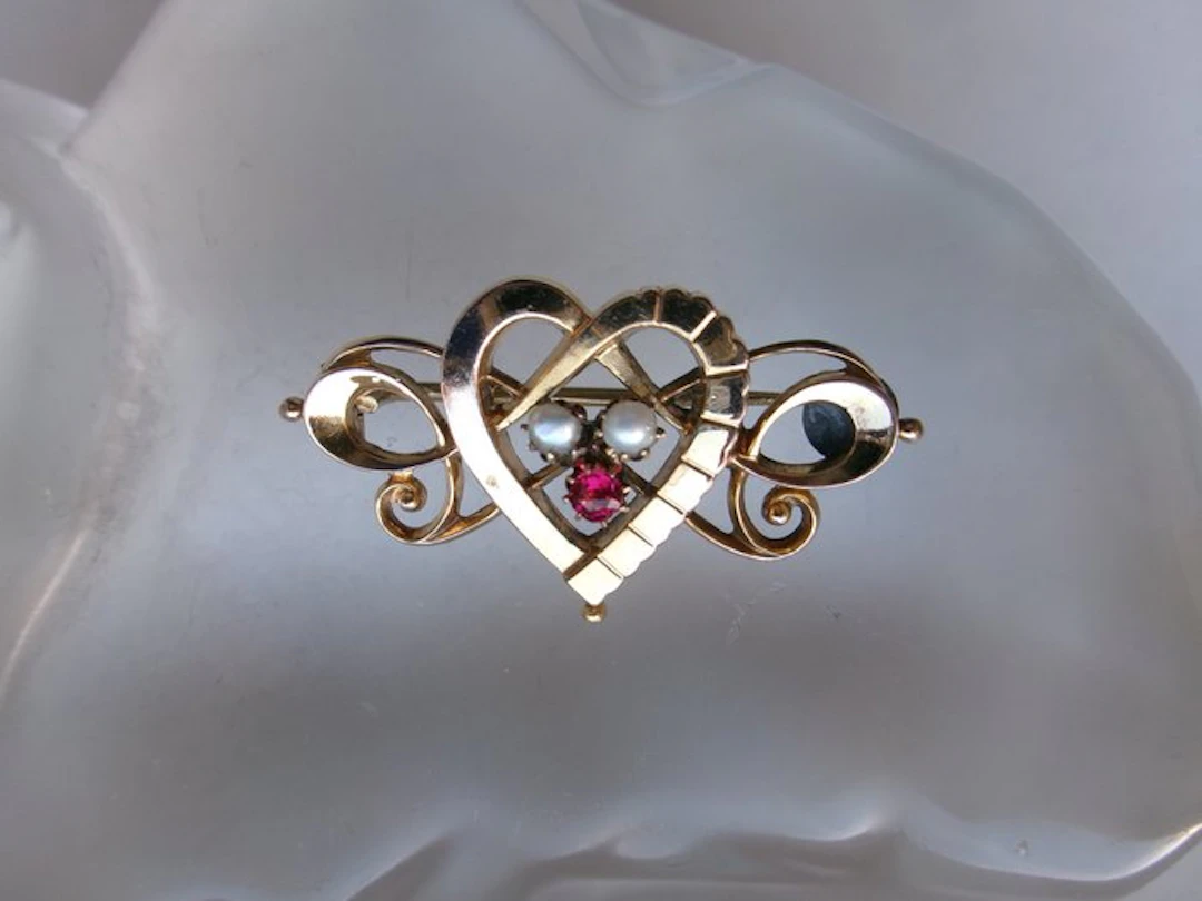 Gold-filled, Doublé - Brooch - Art Nouveau