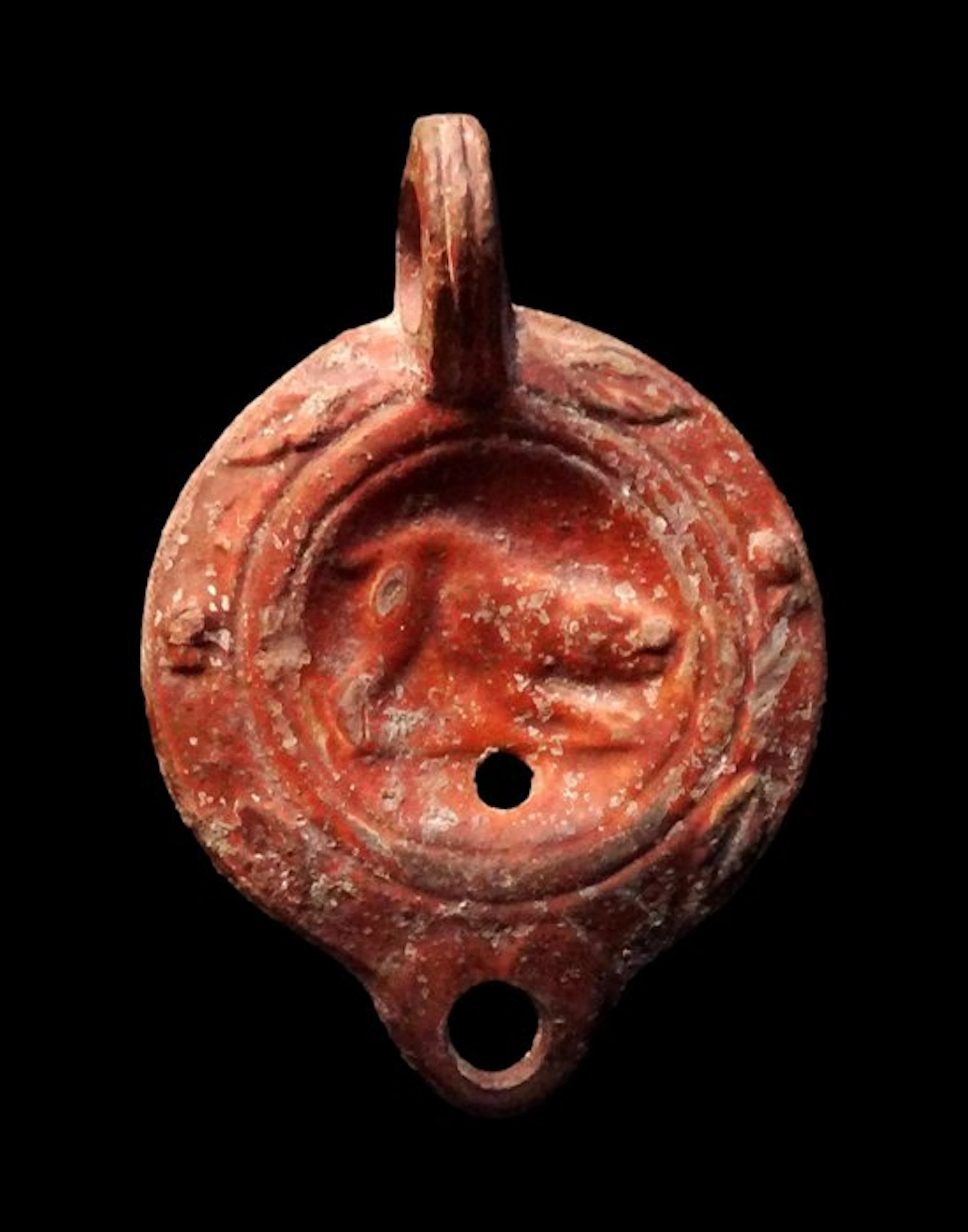 Ancient Roman Ceramic - oil lamp in terra sigillata...