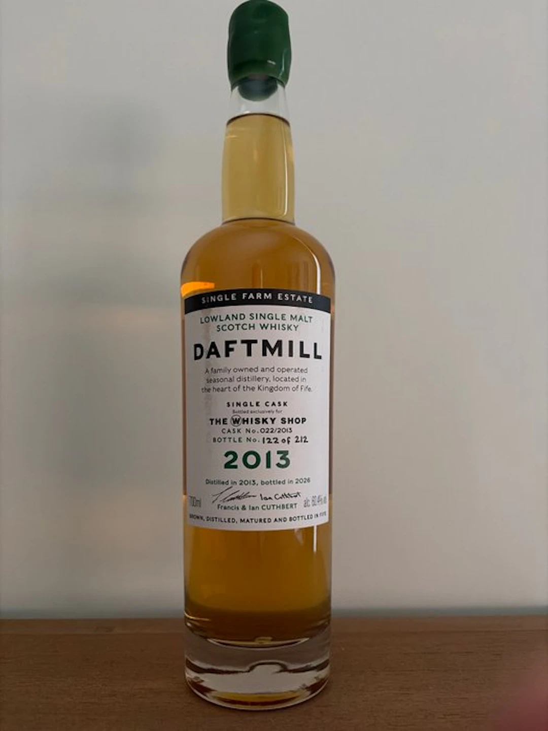 Daftmill 2013 Single First Fill Bourbon Cask No