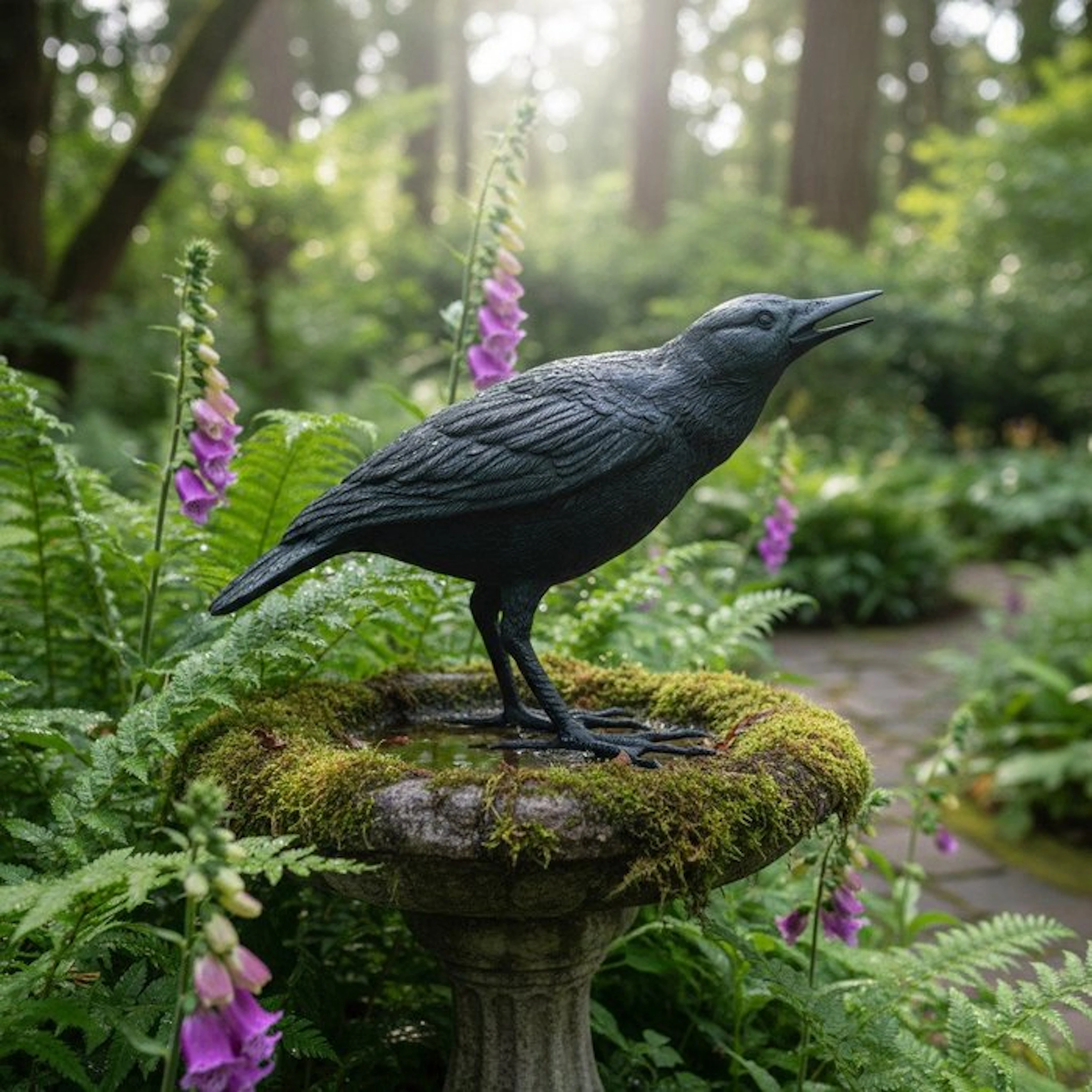 Sculpture, Raven Bird - 62 cm in length - 35 cm - Bronze