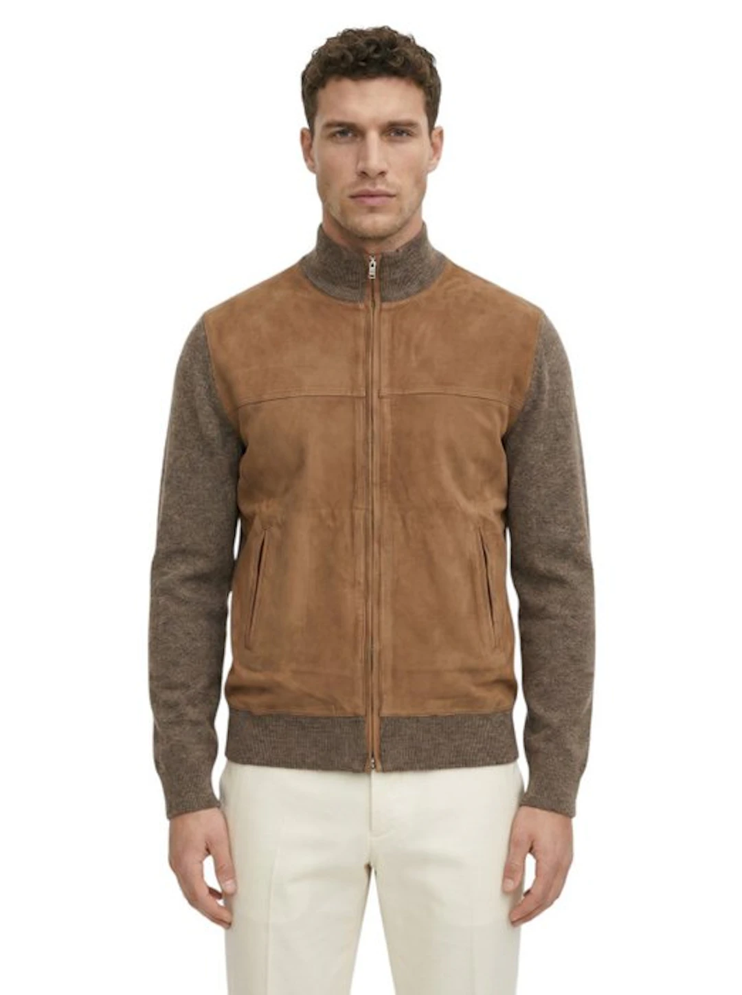 DELLA CIANA CASHMERE - 48 IT - Brown Bomber Zip Jacket...