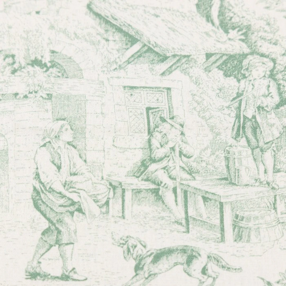 AA192 - Exclusive Mint Green Toile de Jouy - Upholstery fabric - 300