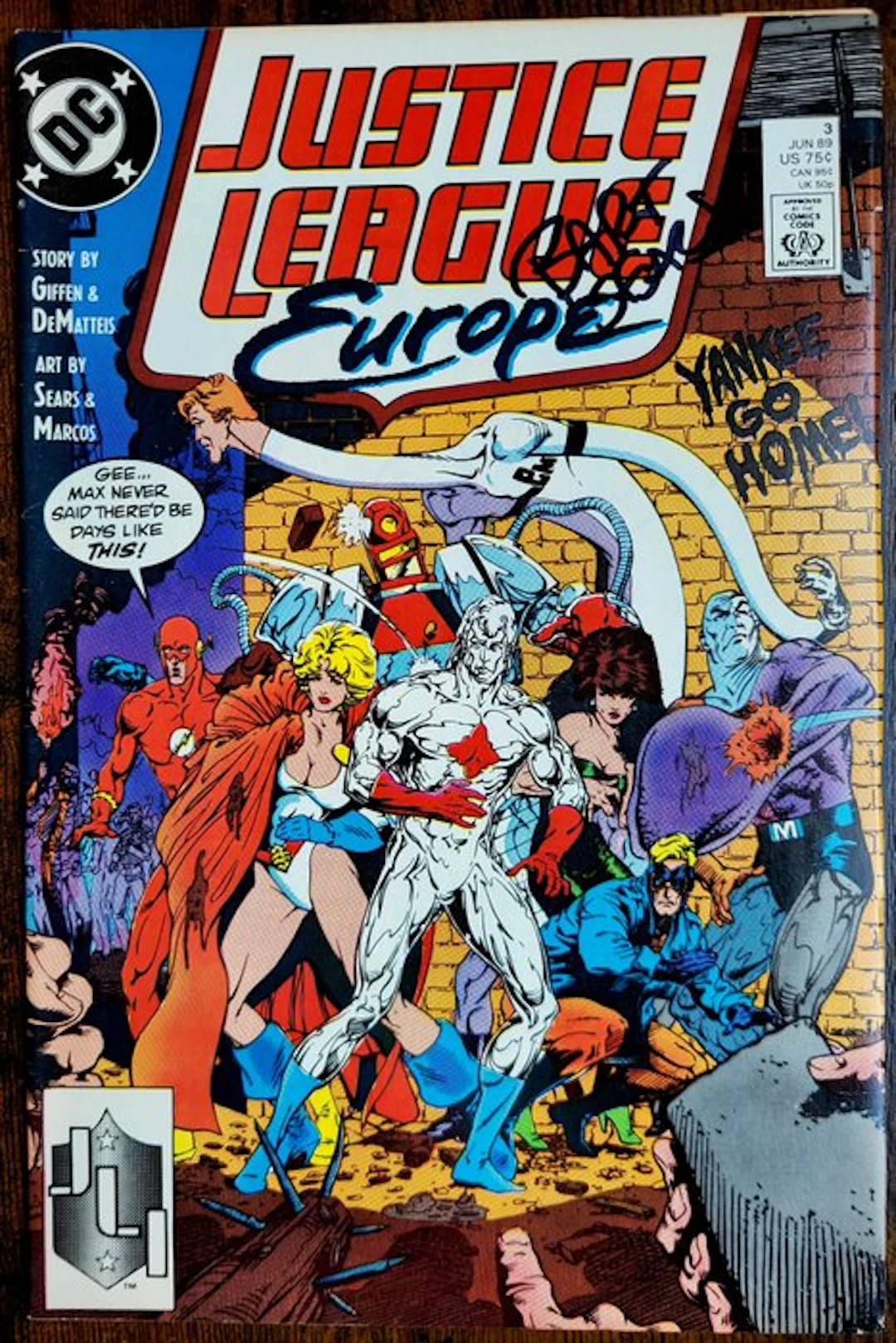 Justice League Europe #3 - Signed by Bart Sears + COA and...