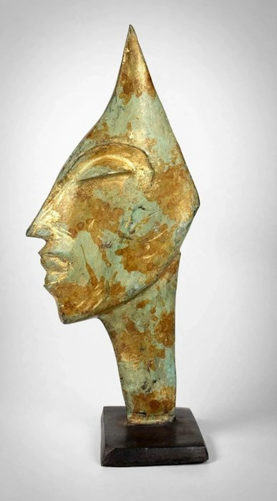 Derme Abdoulaye - Sculpture, Visage intérieur - 28 cm - Patinated bronze