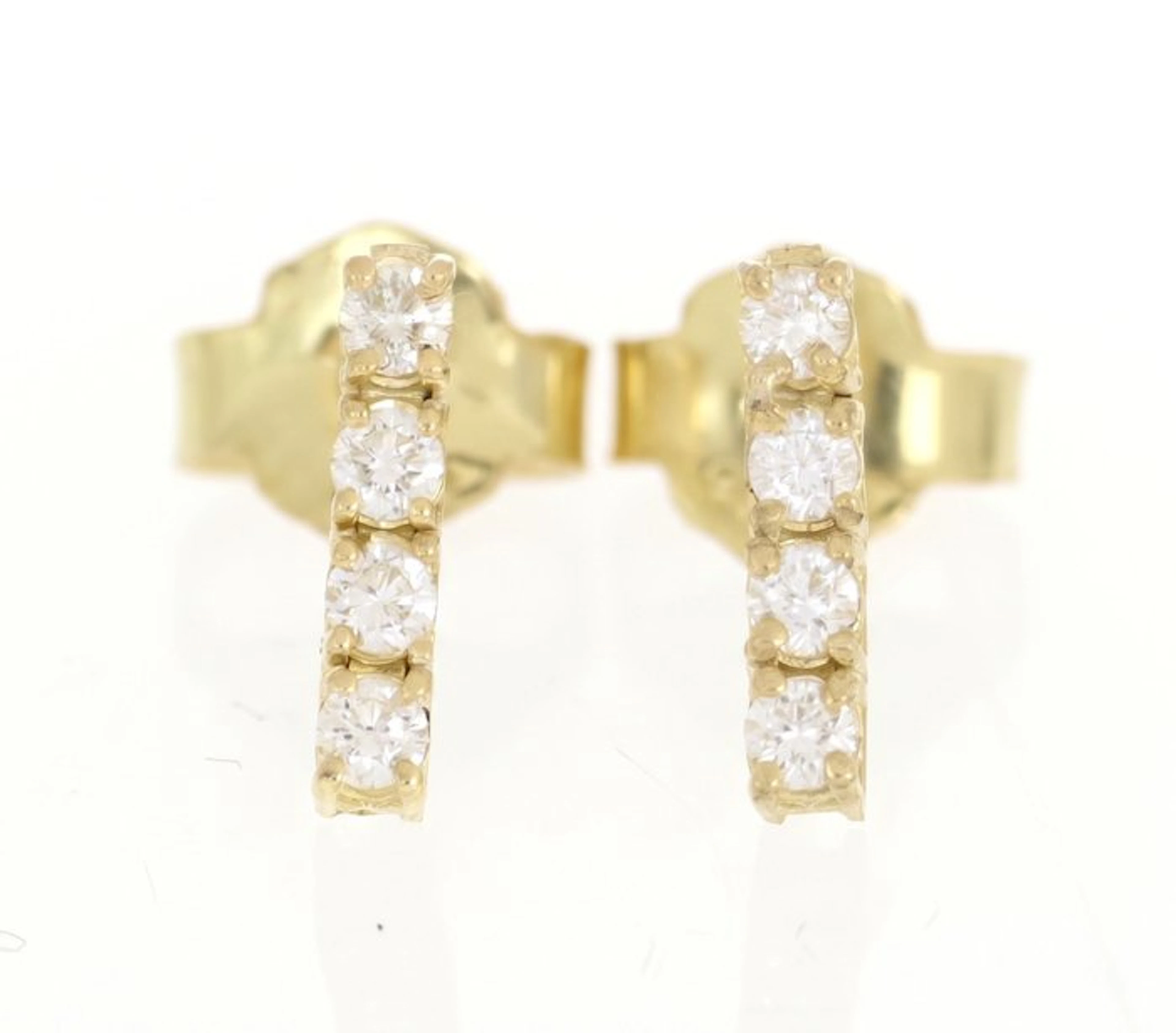 No reserve price - Earrings - 18 kt. Yellow gold - 0.30ct. tw. Diamond