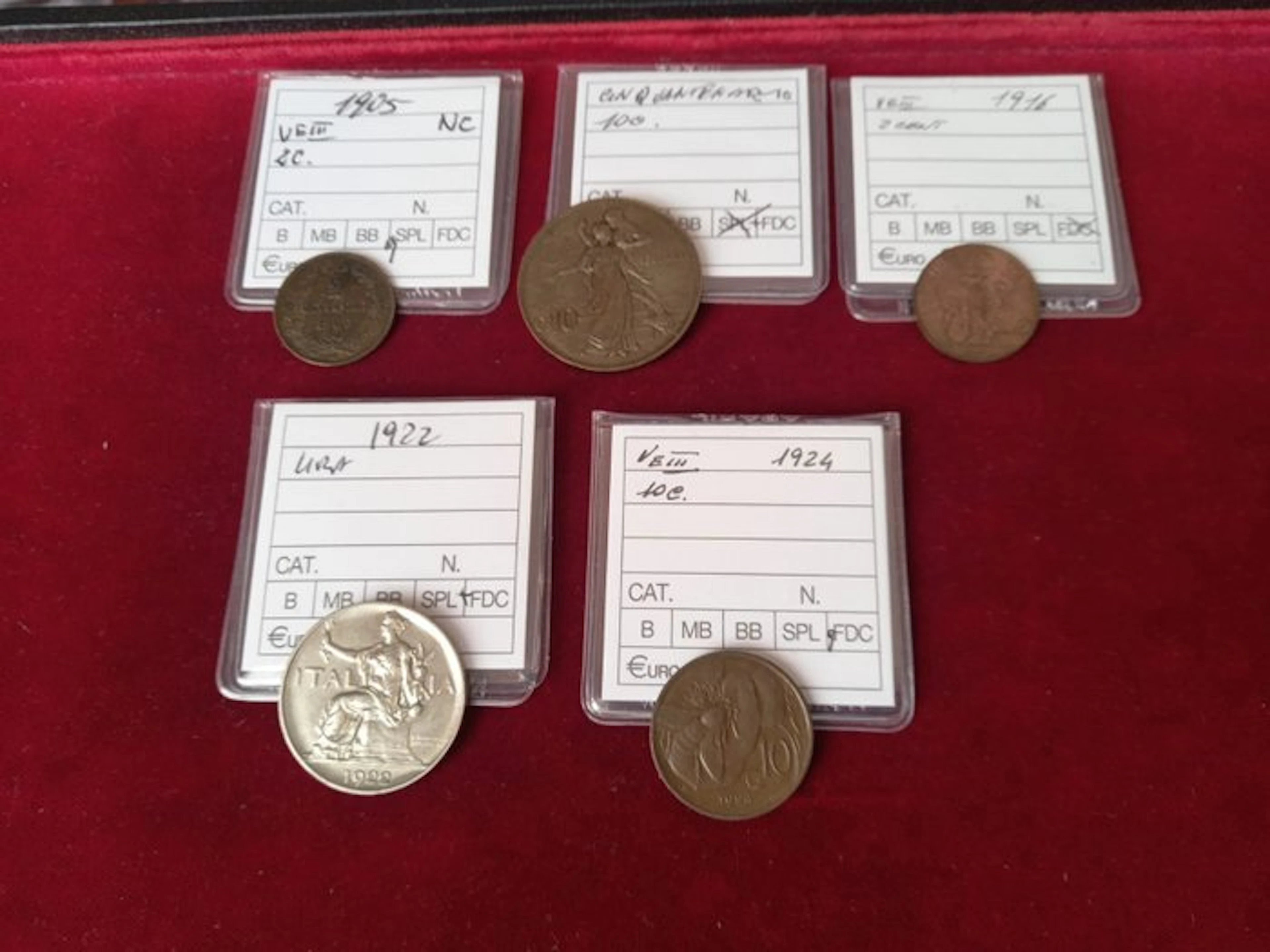 Italy. Lotto 5 monete Regno 1905-1924 (No reserve price)