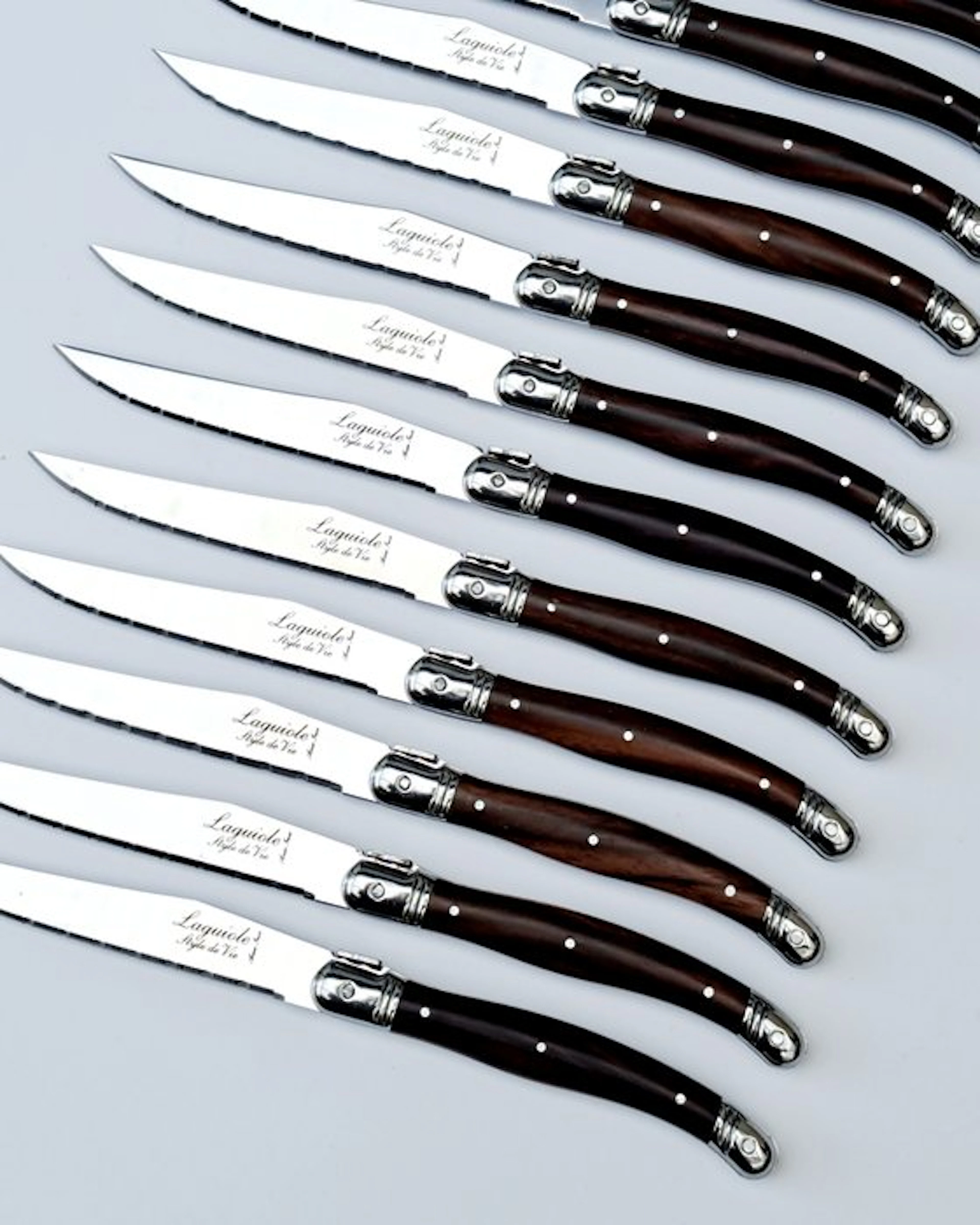 Laguiole - 12x Steak Knives - Dark Brown - style de...