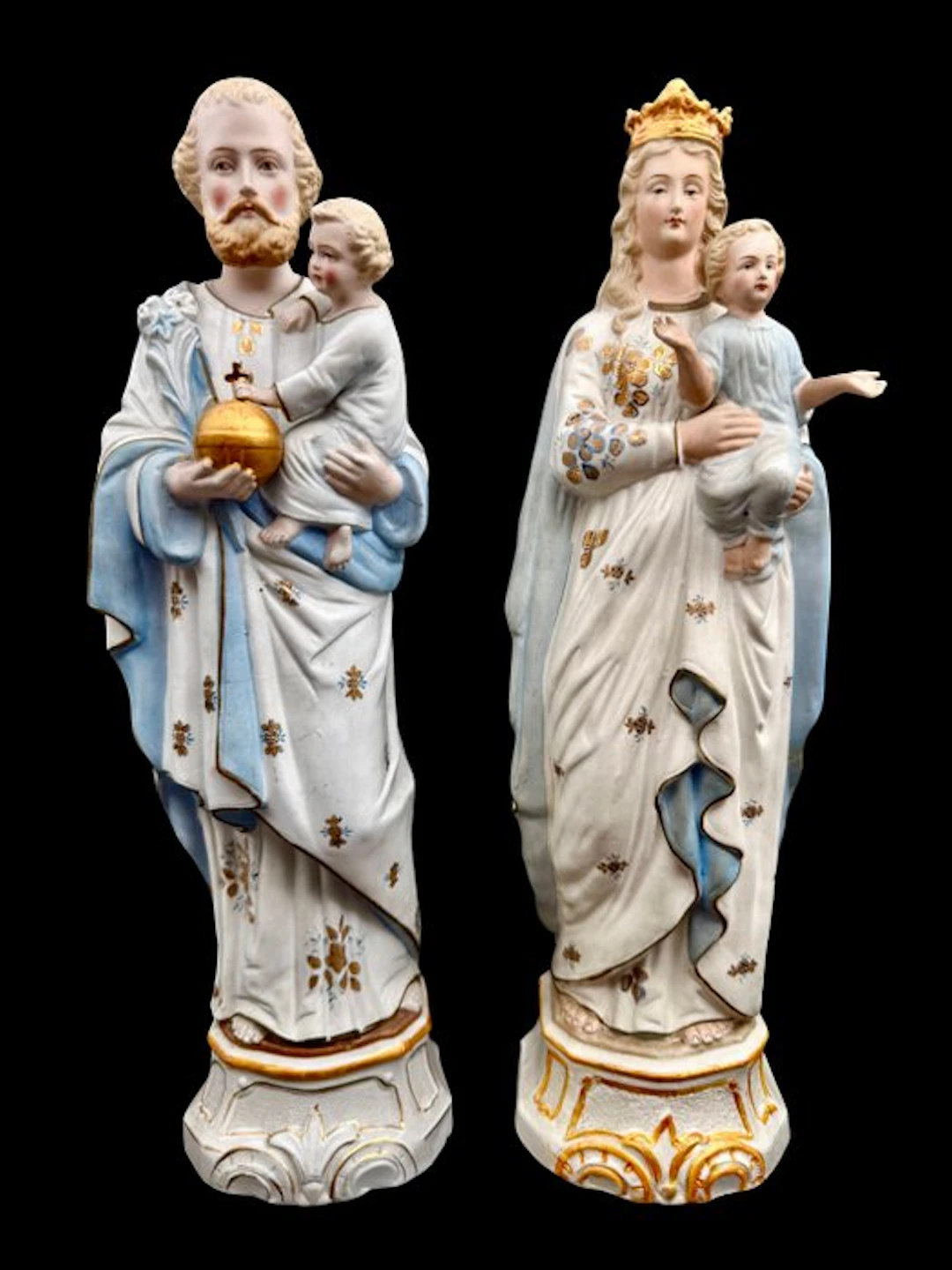 Vieux Andenne - Statue, Maria en Jozef - 38.5 cm - Biscuit porcelain