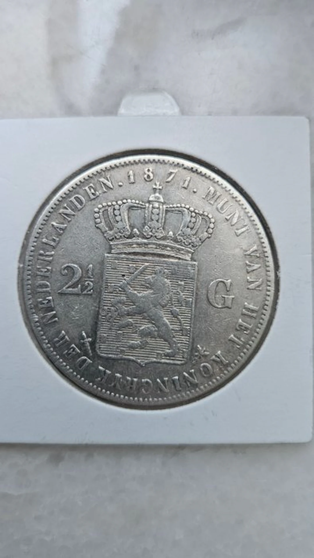 Netherlands. Willem III. 2 1/2 Gulden 1871 (No reserve price)